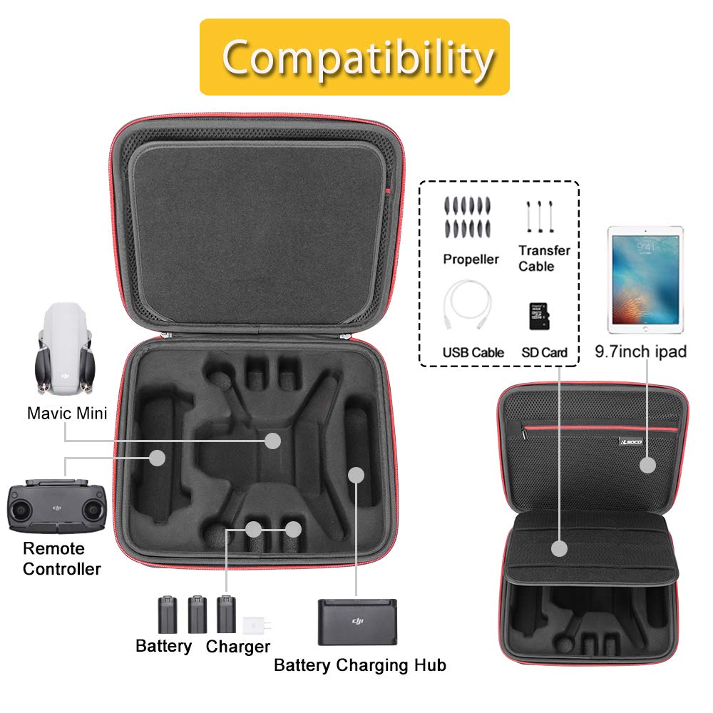 DJI Mavic Mini Hard Carrying Case - Waterproof Protective Storage for Mavic Mini Drone, Controller, 8 Batteries, Charger & Propellers | Perfect for Travel, Hiking & Outdoor Photography