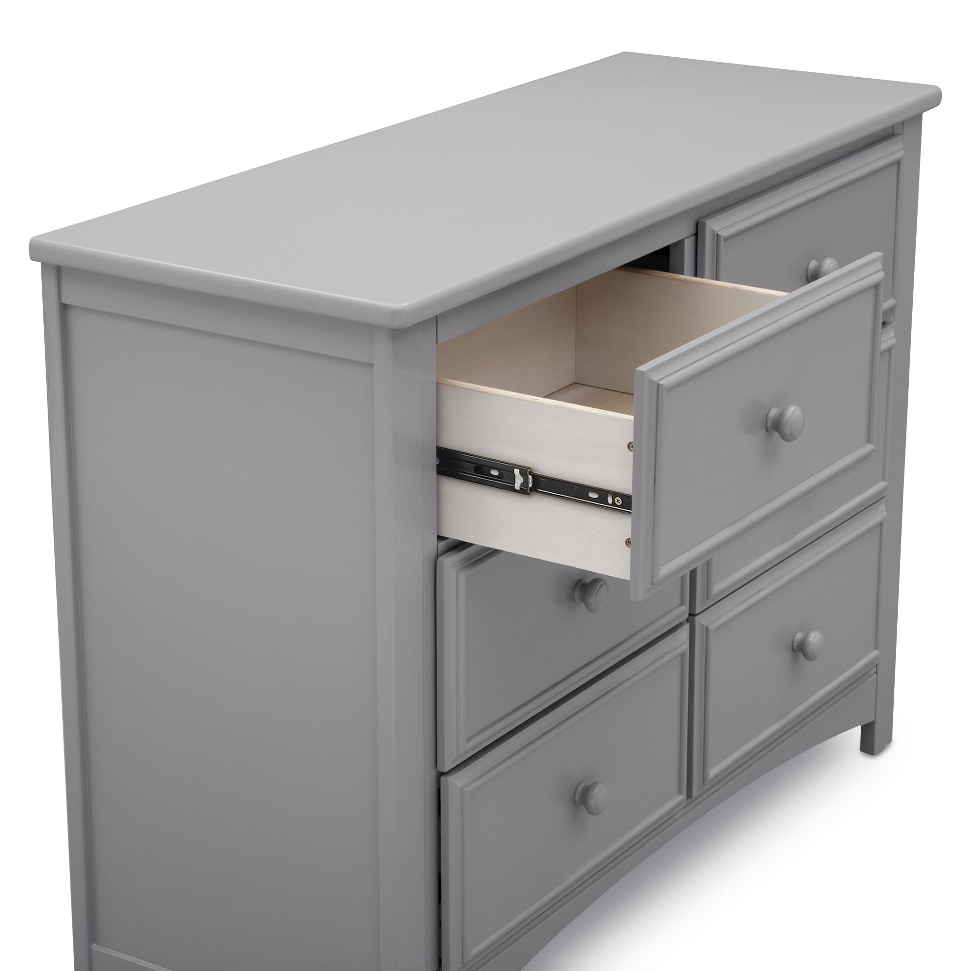 Delta Children Unisex 6-Drawer Double Dresser with Interlocking Drawers - Greenguard Gold Certified, Grey Nursery Dresser for Baby & Kids Bedroom Storage