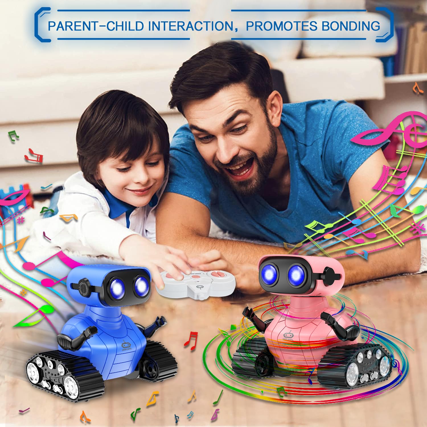 Rechargeable Remote Control Robot Toy for Kids Ages 3+ | Interactive Dancing Robot with LED Eyes, Music & Auto-Demo Mode | STEM Learning Gift for Boys & Girls (Blue) - Perfect for Birthday Presents, Playtime & Early Childhood Education