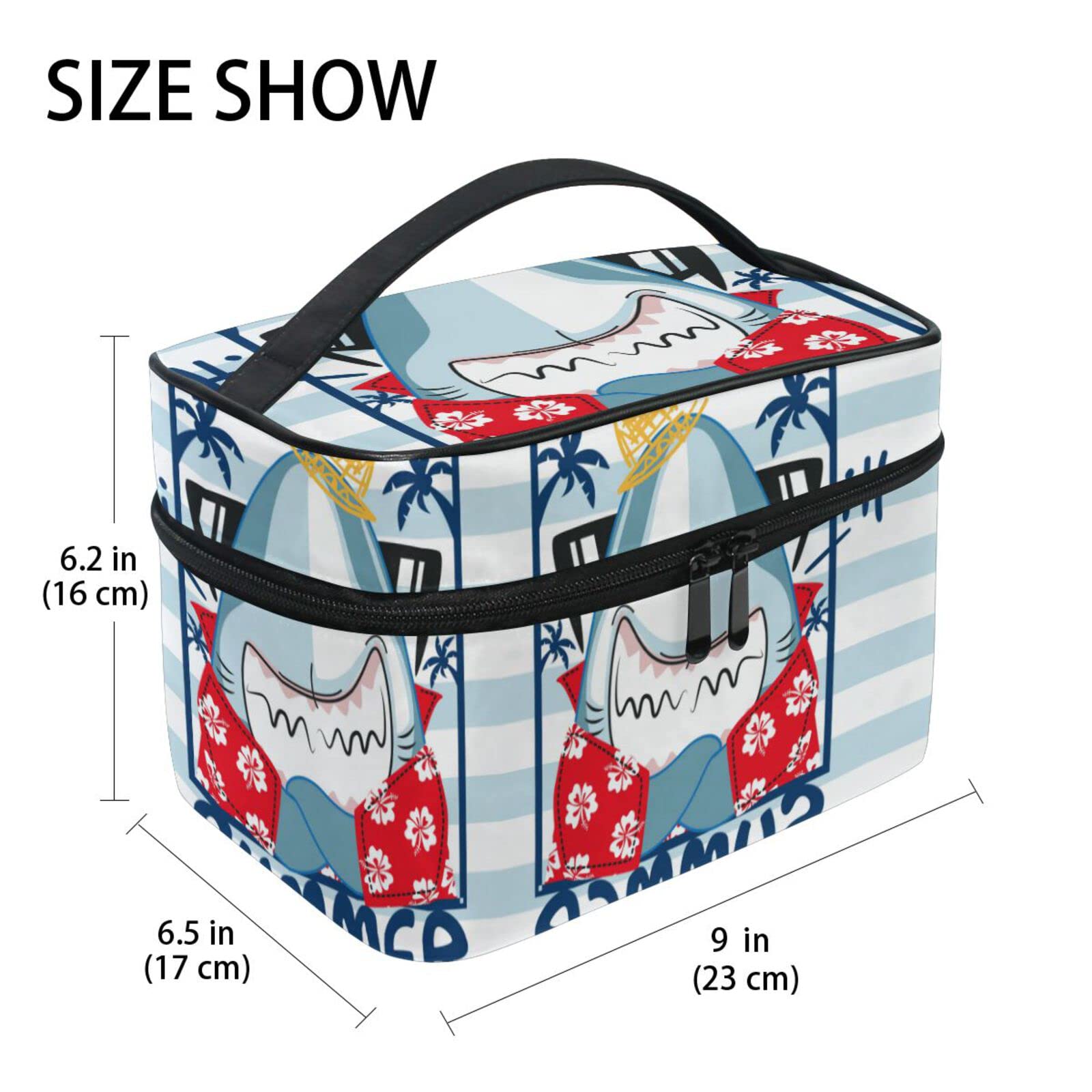 Cute Shark Cosmetic Bag - Waterproof Makeup Pouch & Toiletry Organizer for Women & Girls | Travel, Gym, Beach Essentials Storage | Summer Cool Zippered Case