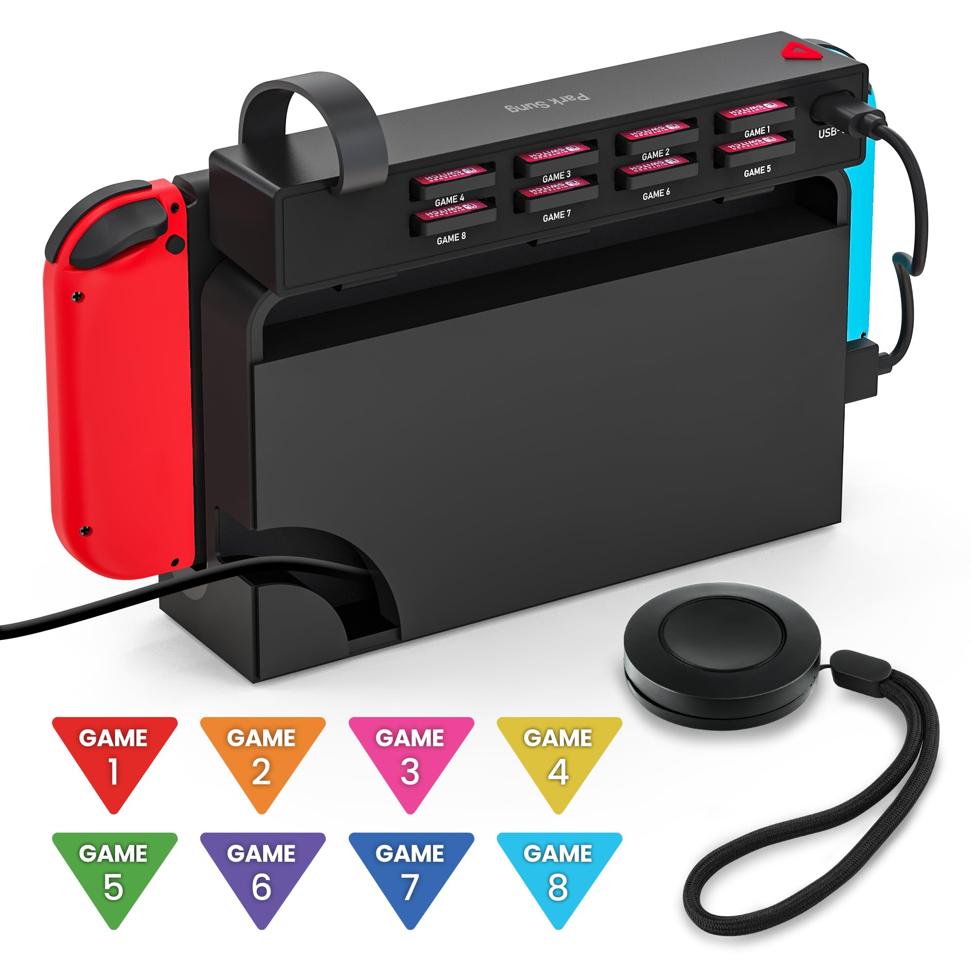 8-in-1 Nintendo Switch Game Card Reader with Remote Control - Quick Switch Game Switcher for Switch & Switch OLED (Supports 8 Games) - Perfect for Gaming Parties & Multiplayer Sessions