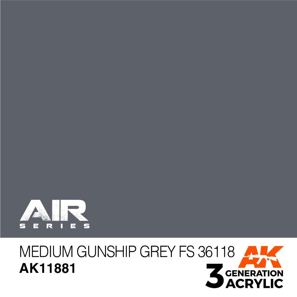 AK Interactive AK11881 Air Series Medium Gunship Grey FS 36118 - 17ml Acrylic Model Paint for Aircraft & Military Models - Perfect for Scale Modeling, Dioramas & Miniature Painting