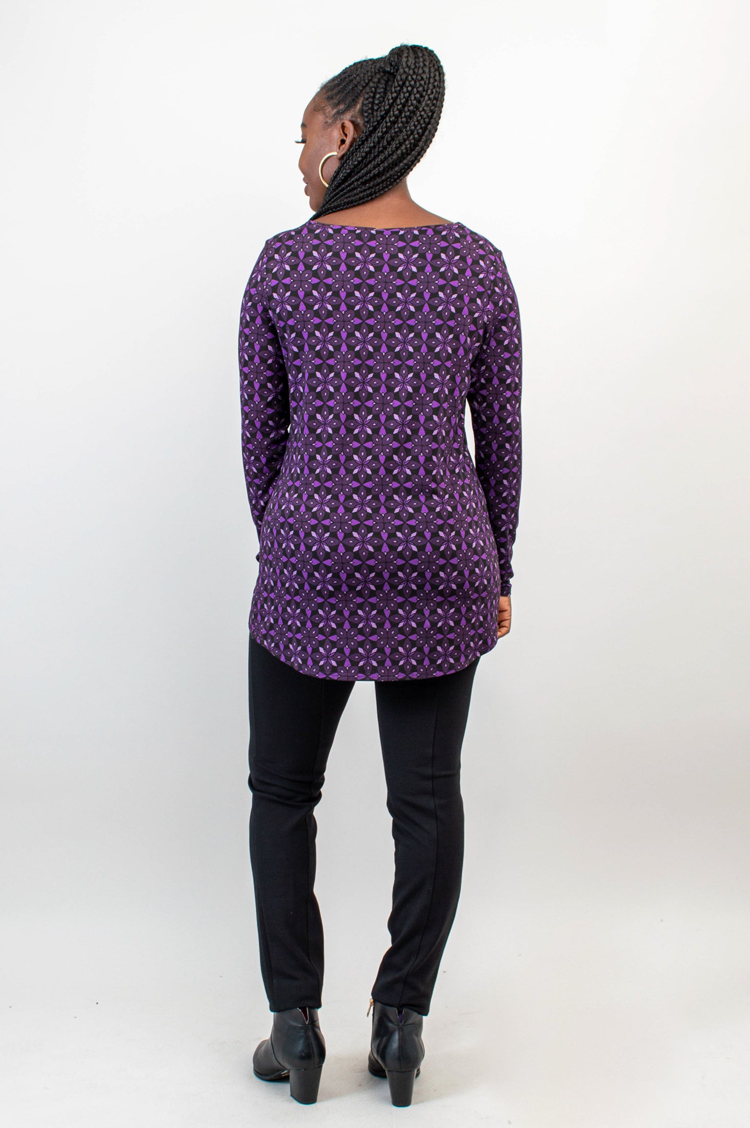 Bethany Top - Geo Flower Print Bamboo Blouse | Women's Fashion | Perfect for Casual Wear & Summer Outfits