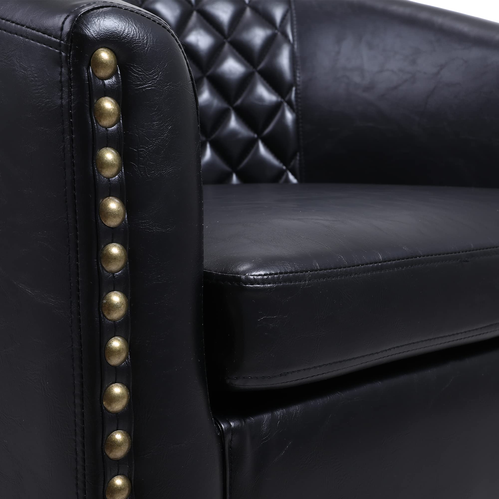 HomSof Accent Barrel Chair - Upholstered Living Room Armchair with Nailhead Trim & Solid Wood Legs, Comfortable Lounge Chair for Reading Nook, Bedroom or Office