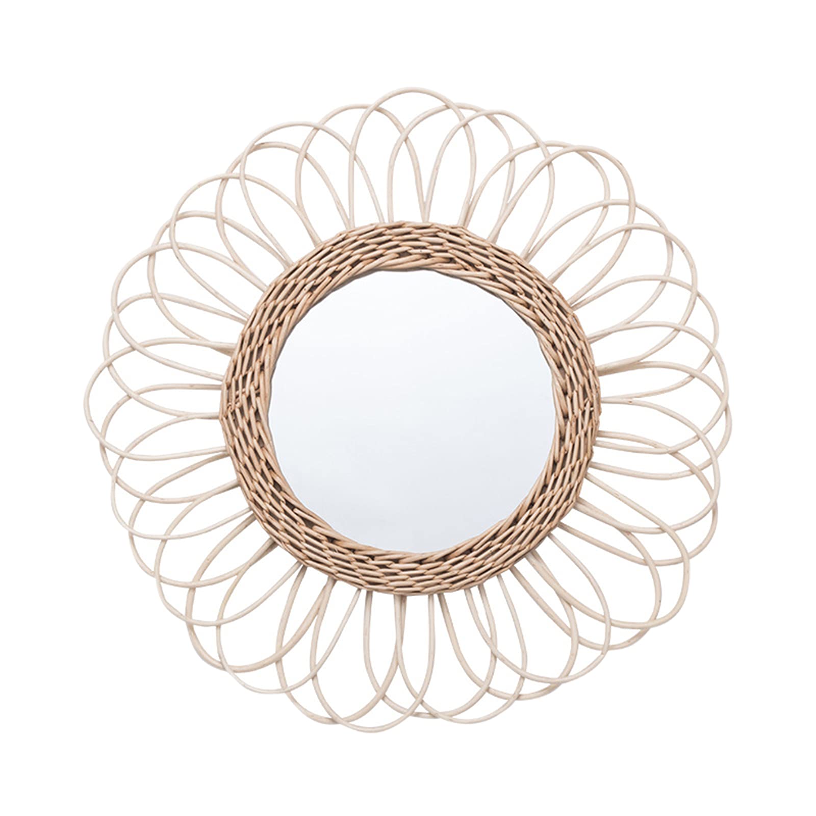 AZOI Moroccan Style Rattan Wall Mirror - Hand-Woven Boho Decor for Bedroom, Bathroom & Kitchen | Perfect for Bohemian Home Decor and Narrow Spaces