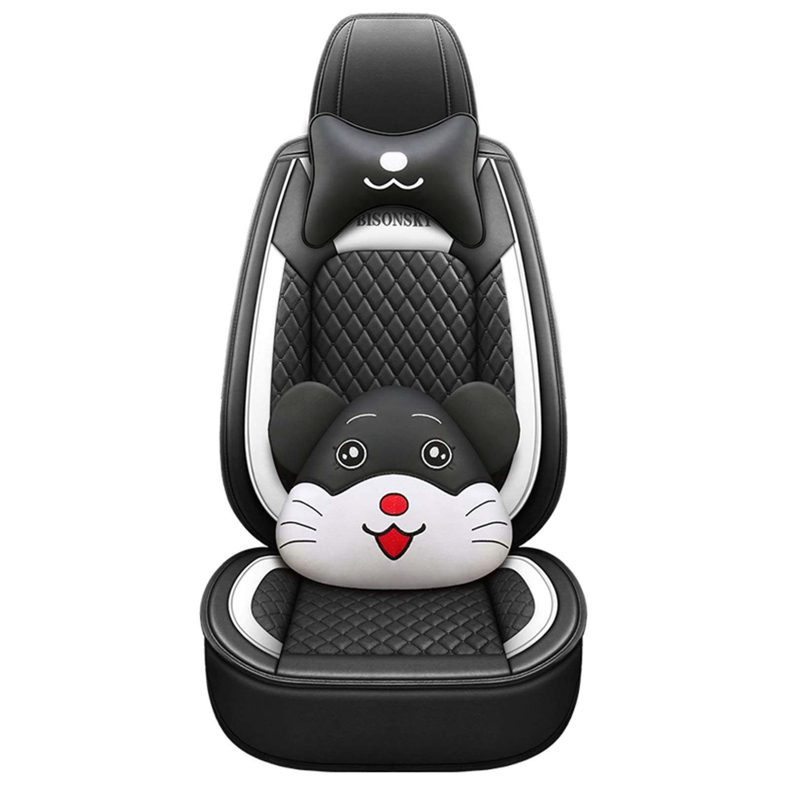 Universal Cartoon Car Seat Cover for Men & Women - Soft Composite Sponge Padding, Adjustable Auto Cushion Fits 95% Cars/Vans/SUVs (White) - Perfect for Commuting, Road Trips & Long Drives