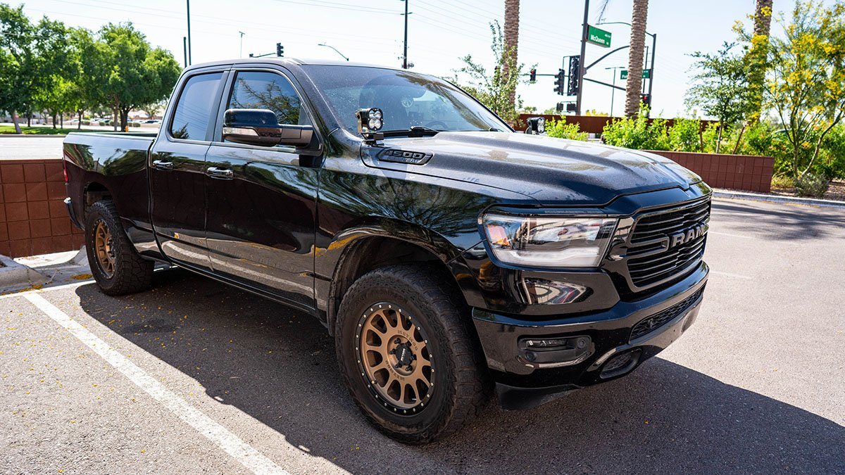 SDHQ Built A-Pillar Light Mounts for 2019-2025 Ram 1500 - Off-Road LED Light Bar Brackets for Enhanced Visibility in Night Driving & Off-Road Adventures
