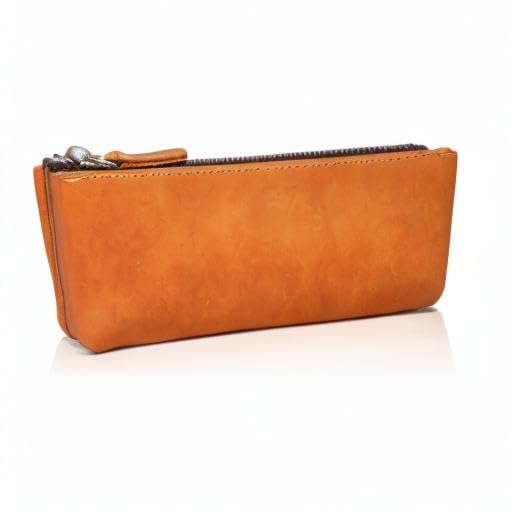 Premium Genuine Leather Pen Pouch - CHULEAG Handcrafted Zipper Pencil Case for School, Office & Travel | Elegant Small Leather Pouch for Writing Tools, Coins, Makeup & Accessories | Durable Money Bag & Organizer