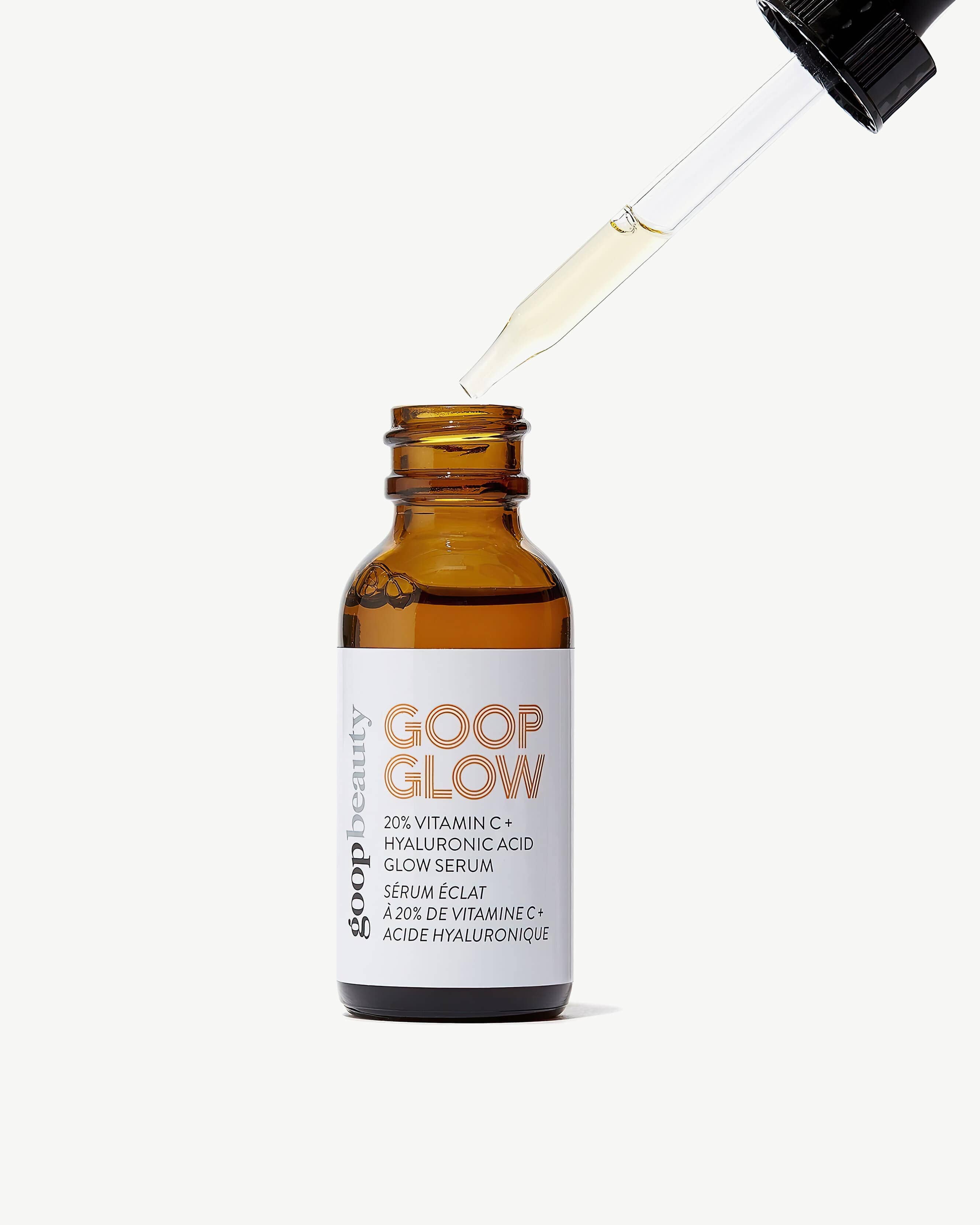 GOOPGLOW 20% Vitamin C + Hyaluronic Acid Serum for Face - Brightening & Hydrating Anti-Aging Treatment - Perfect for Morning Skincare Routine & Dry Skin Care