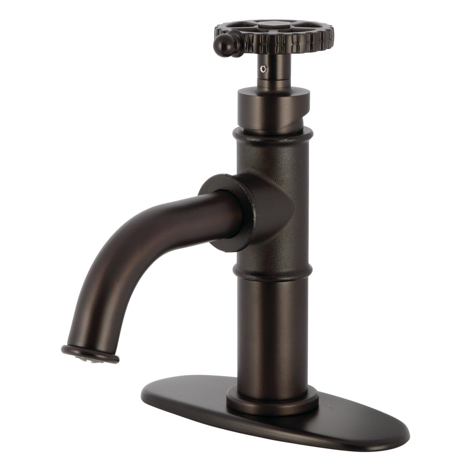 Fuller One Handle Single Hole Bathroom Faucet with Deck Plate and Push Pop Up Drain - Modern Waterfall Spout for Vanity Sink, Perfect for Bathroom Remodel and Home Upgrade