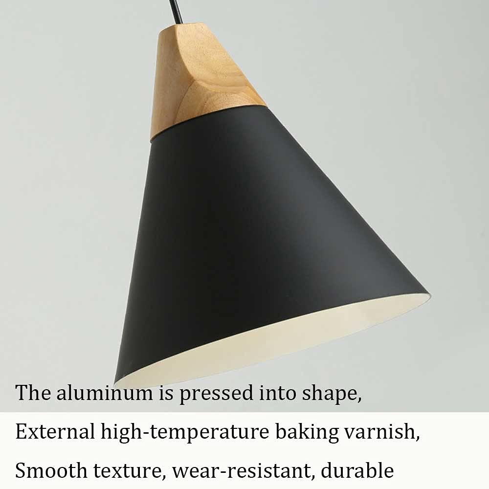 Modern Industrial Metal Kitchen Island Pendant Light - 9 Inch Wood & Macaron Color Hanging Chandelier with E27 Base, Perfect for Restaurants, Bars, and Home Dining Room Lighting