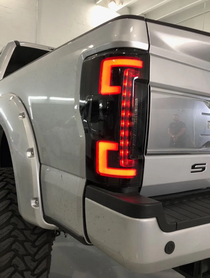 Ford Super Duty F250 F350 F450 F550 2017-2019 LED Tail Lights - Red OLED Replacement for OEM - Upgrade for Trucks, Off-Roading & Night Driving