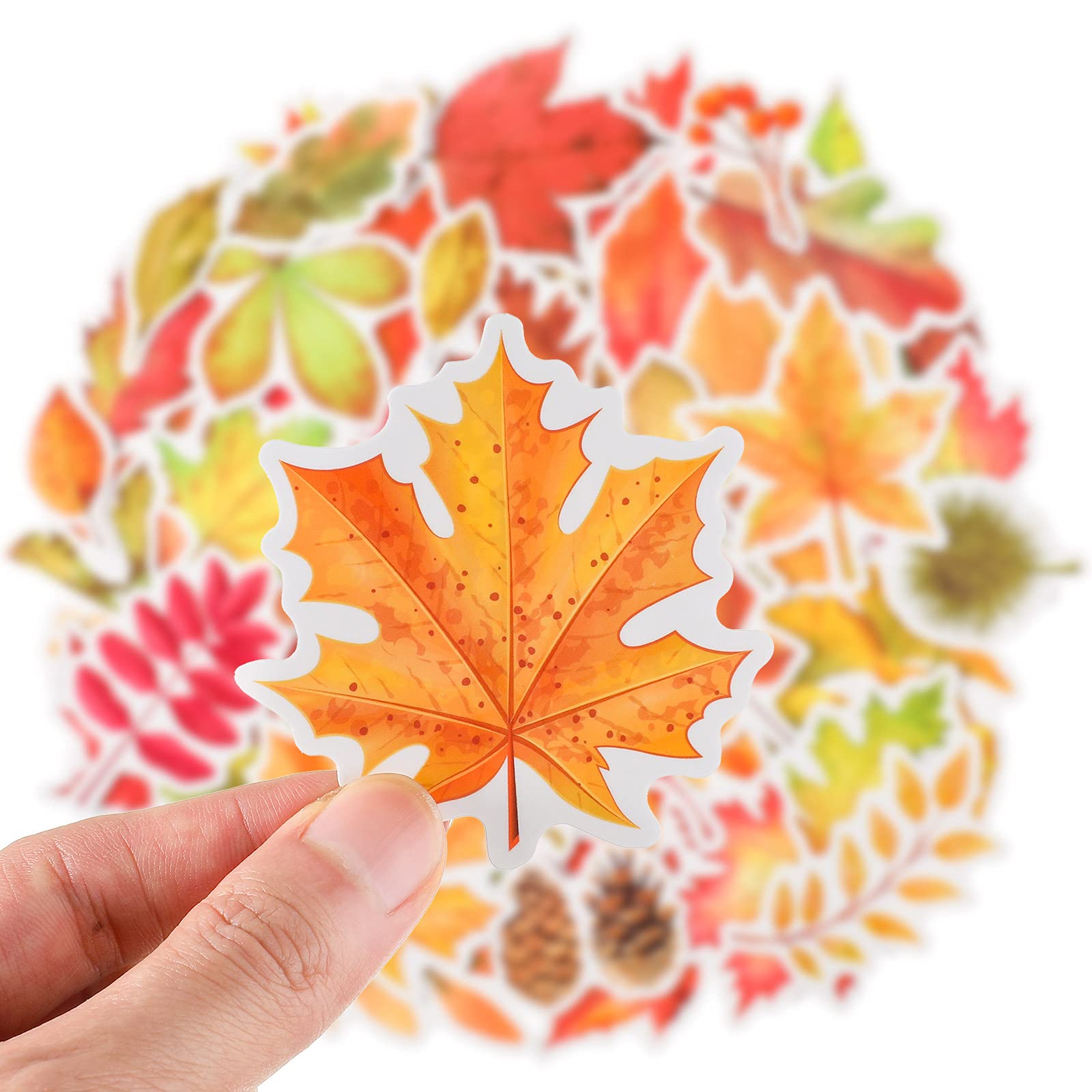 110-Piece Waterproof Fall Maple Leaf Stickers - Vinyl Decals for Scrapbooking, Laptop, Motorcycle, Bicycle, Luggage, Phone, Water Bottle & Skateboard - Perfect for Autumn DIY Crafts, Seasonal Decorations & Gift Wrapping