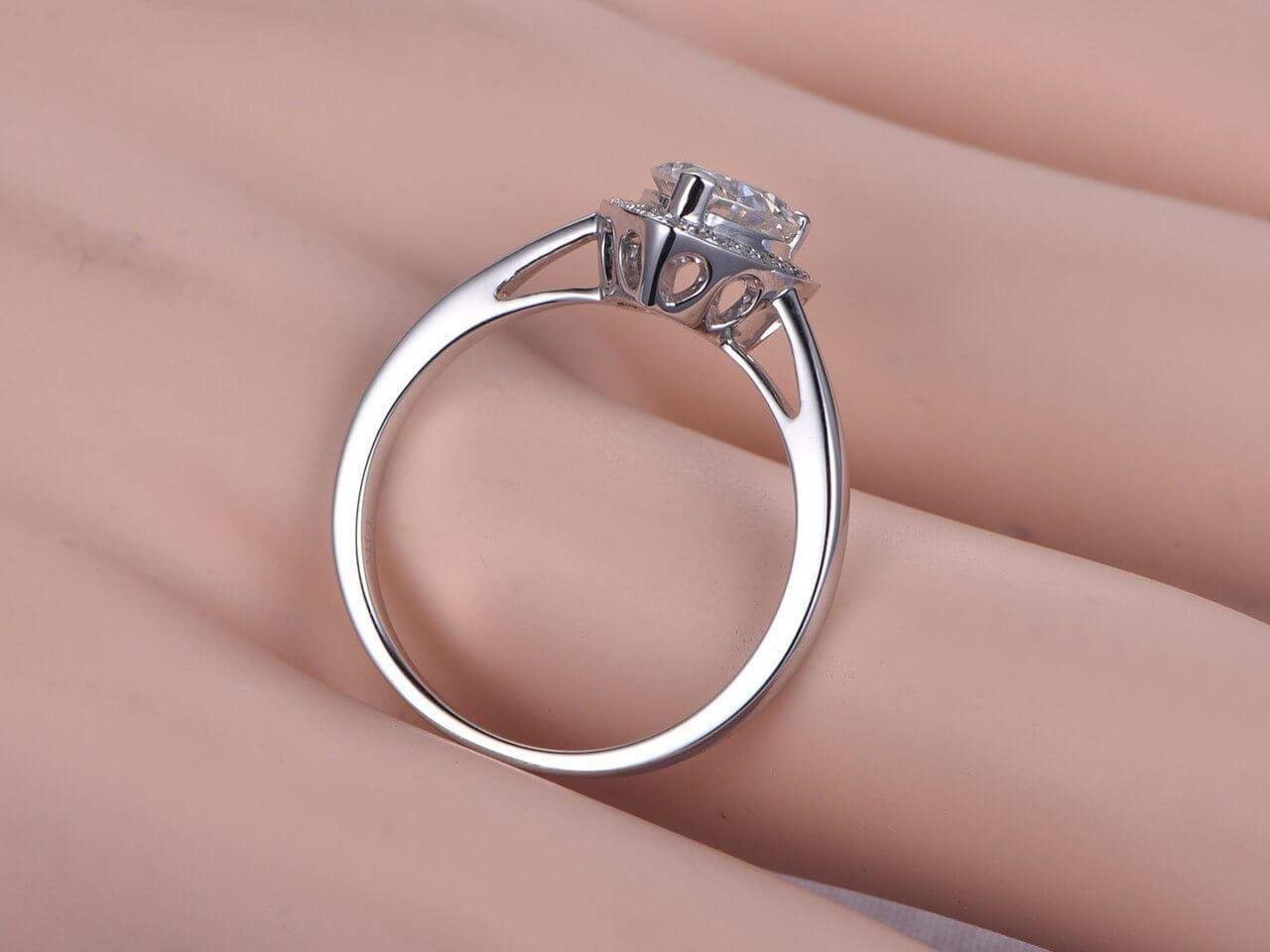 1.25Ct Heart Moissanite Diamond Wedding Ring 18k Gold Plated for Bridal & Engagement