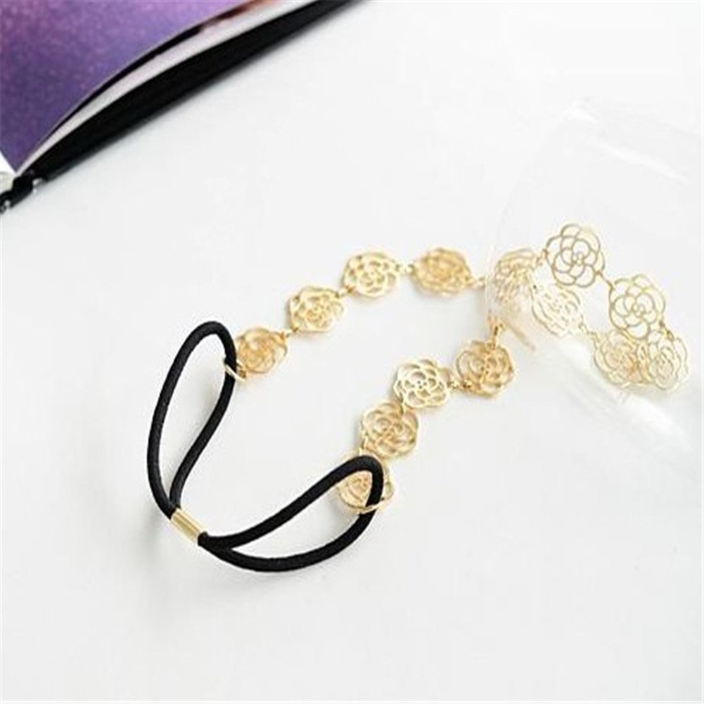 Elegant Elastic Rose Flower Hairband for Women - Stretchable Hair Accessory for Parties, Weddings & Everyday Style