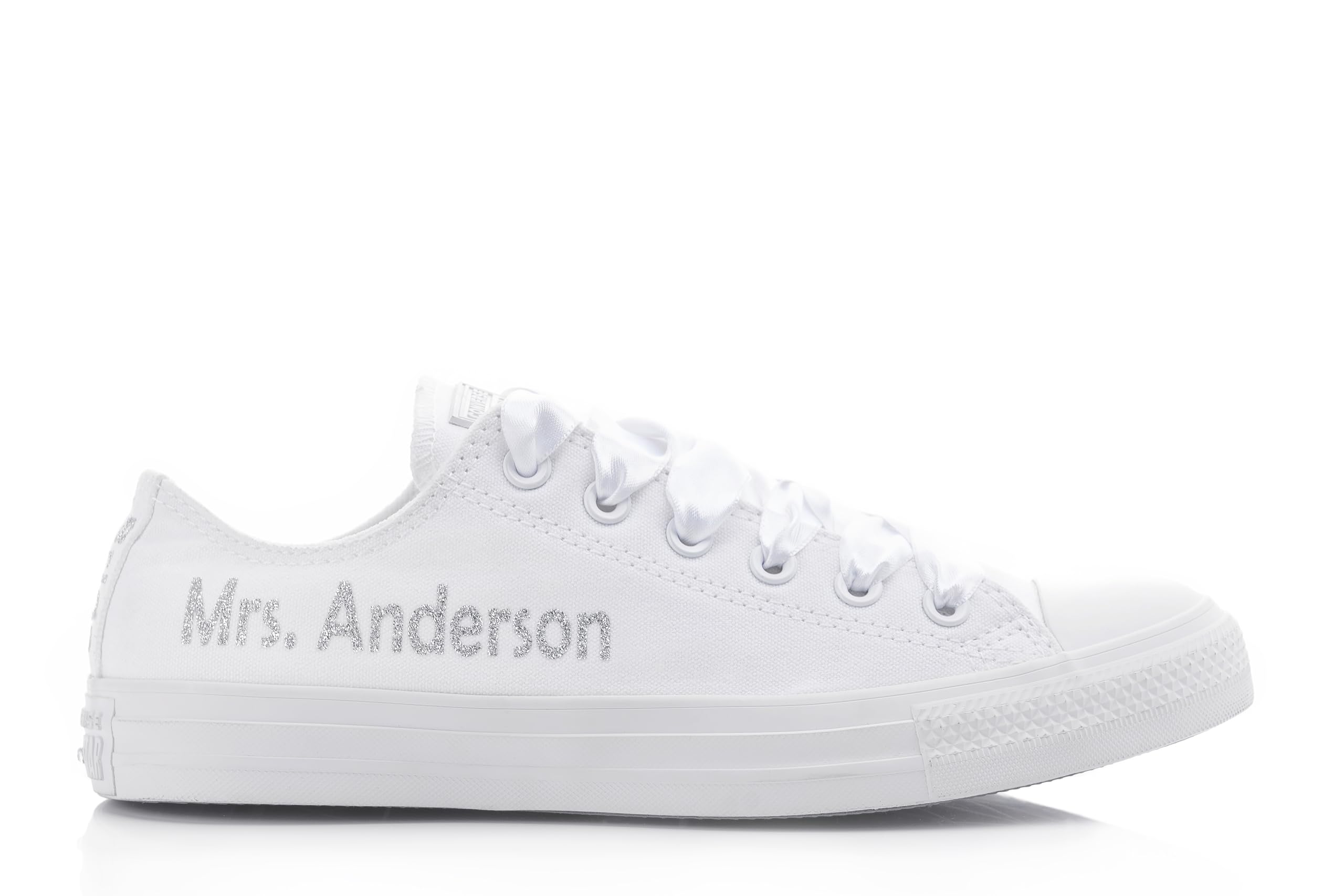 Custom Monogrammed Wedding Sneakers for Brides - Personalized Bridal Trainers & White Wedding Day Footwear - Perfect for Bridal Showers, Bachelorette Parties & Reception Dancing