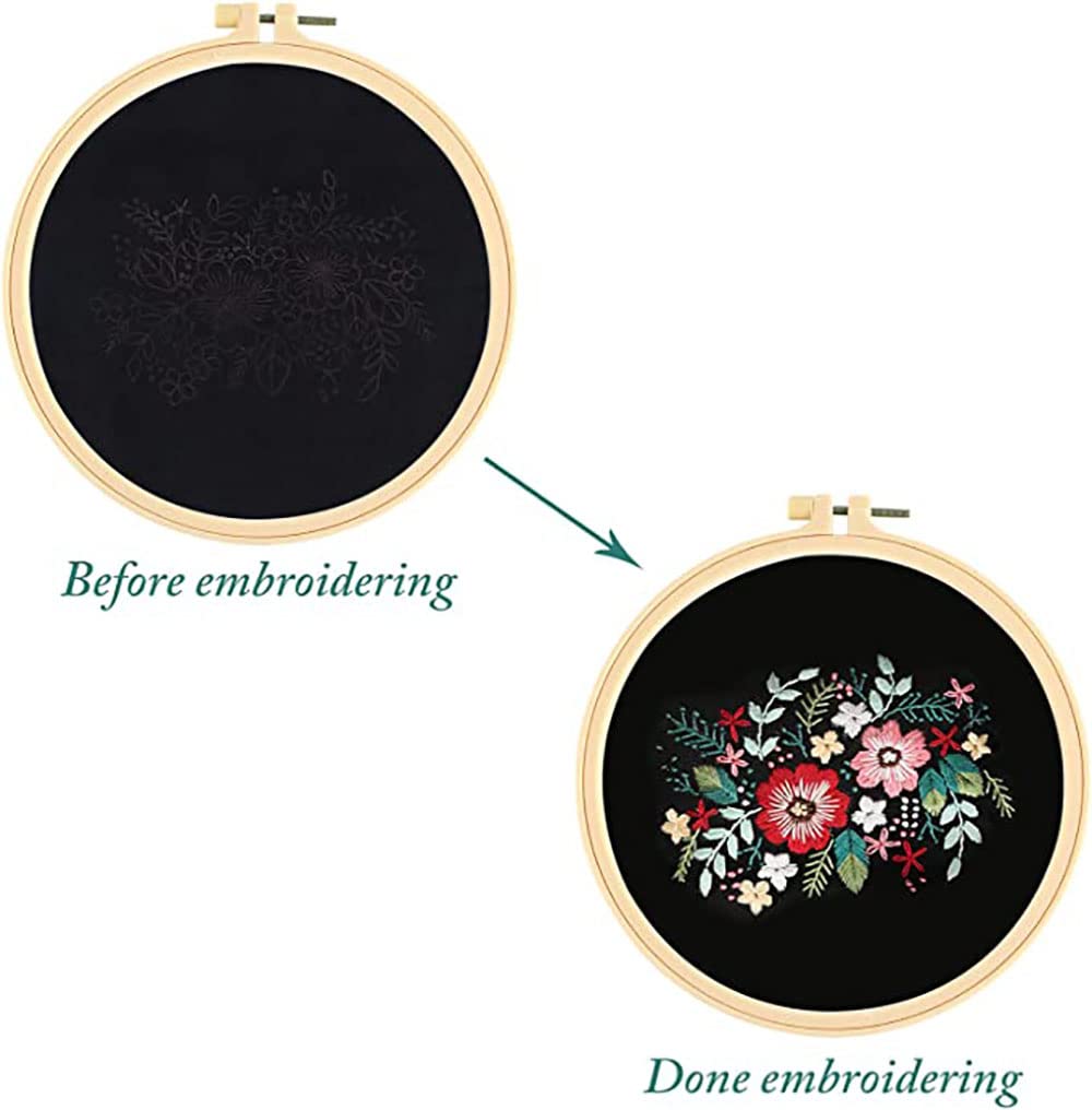 Gogobear DIY Embroidery Coin Purse Kit for Beginners - Complete Handmade Wallet Making Set with Black Floral Design (Includes All Supplies) | Perfect for Crafting, Gift Giving & Fashion Accessories