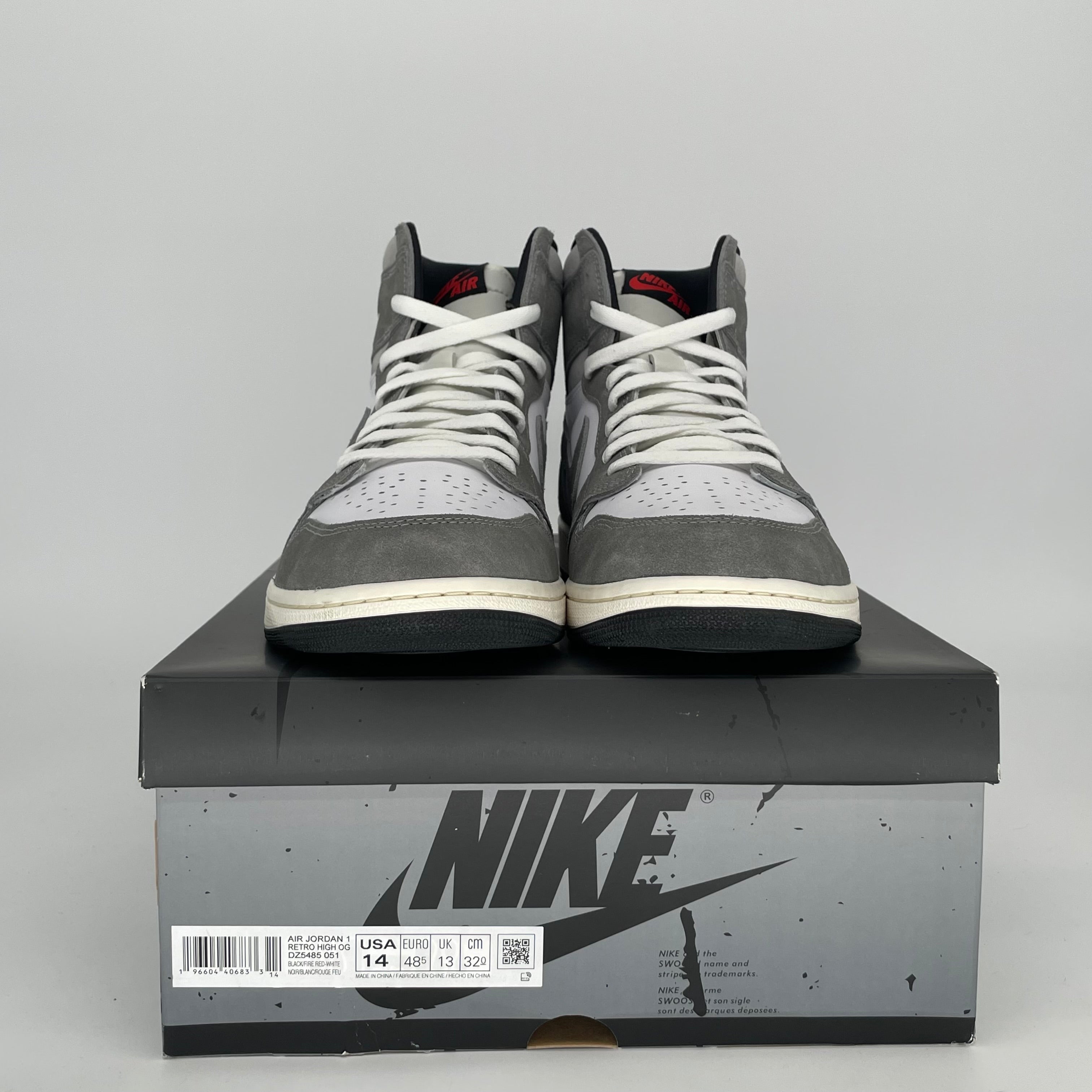 Original Air Jordan 1 Washed Black Men's Basketball Shoes Size 14 (DZ5485-051) - Retro High-Top Sneakers for Streetwear & Casual Outfits