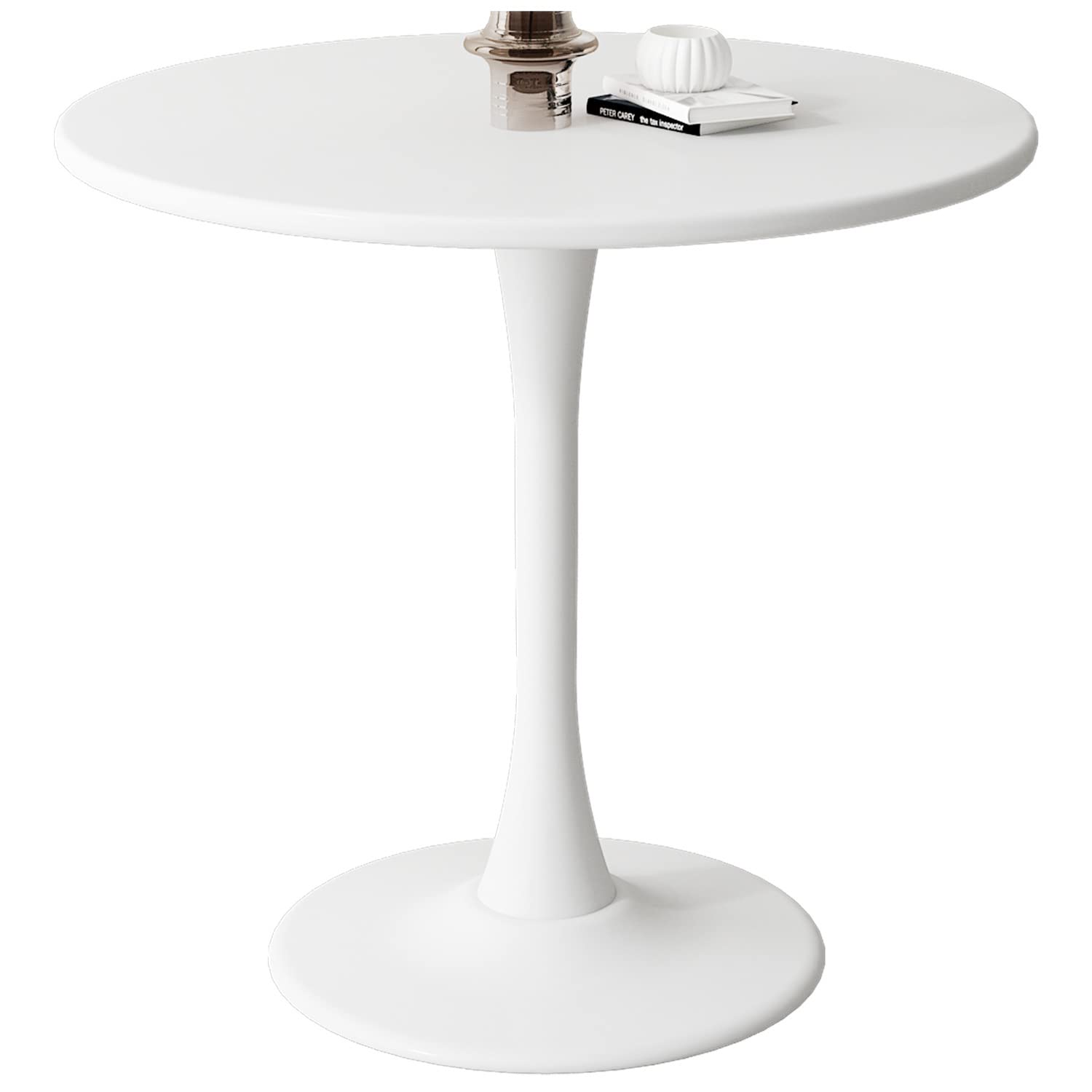 Modern White Round Tulip Dining Table - 24 Inch Mid-Century Kitchen & Living Room Coffee Table for Small Spaces, Apartments, and Dining Areas