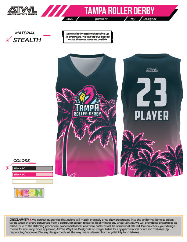 Tampa Bay Roller Derby Women's Sleeveless Jersey - Breathable Sports Top for Roller Skating, Derby Games & Athletic Training