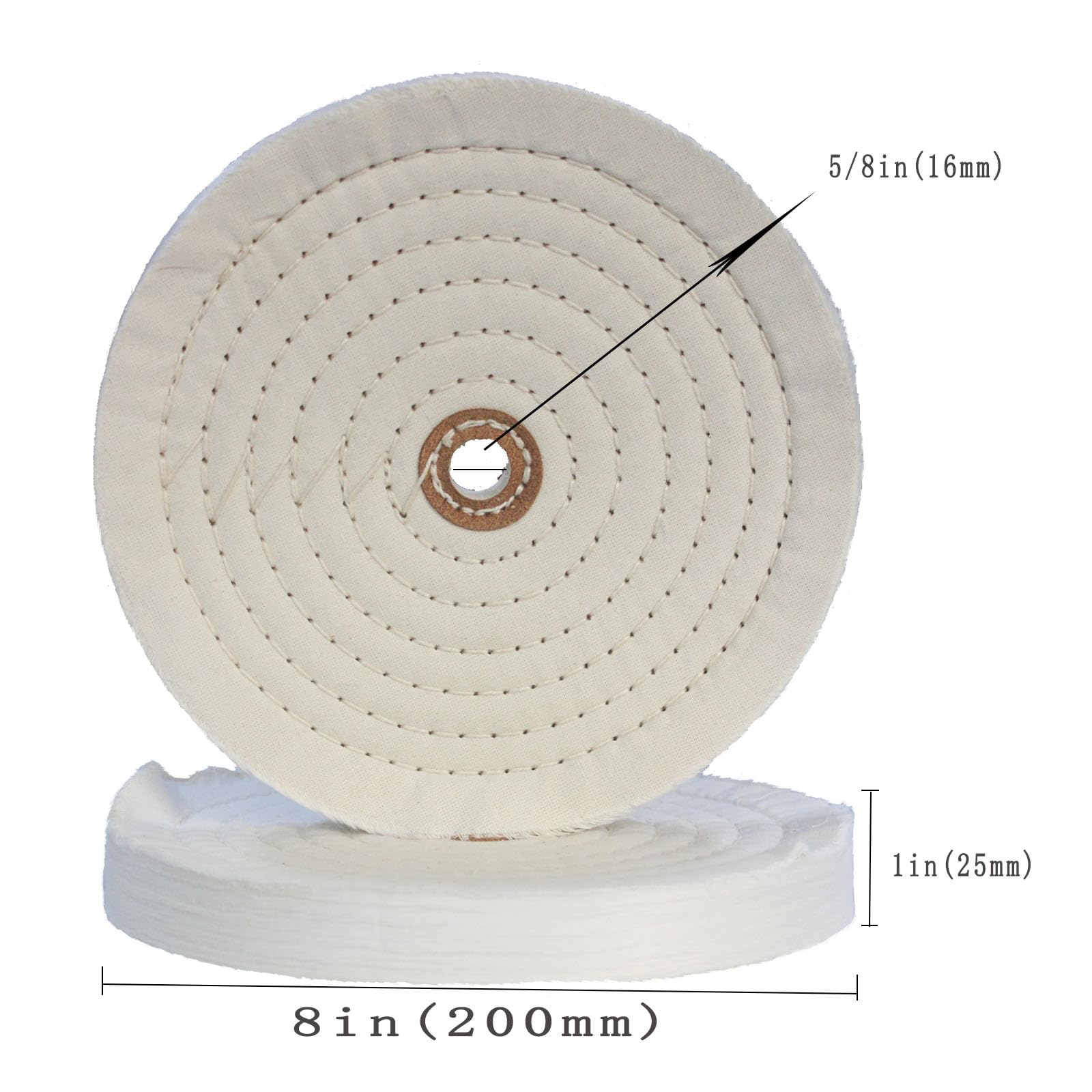 2-Pack 8-Inch Extra Thick Cotton Buffing Wheels - 70 Ply Cloth Polishing Wheel with 5/8