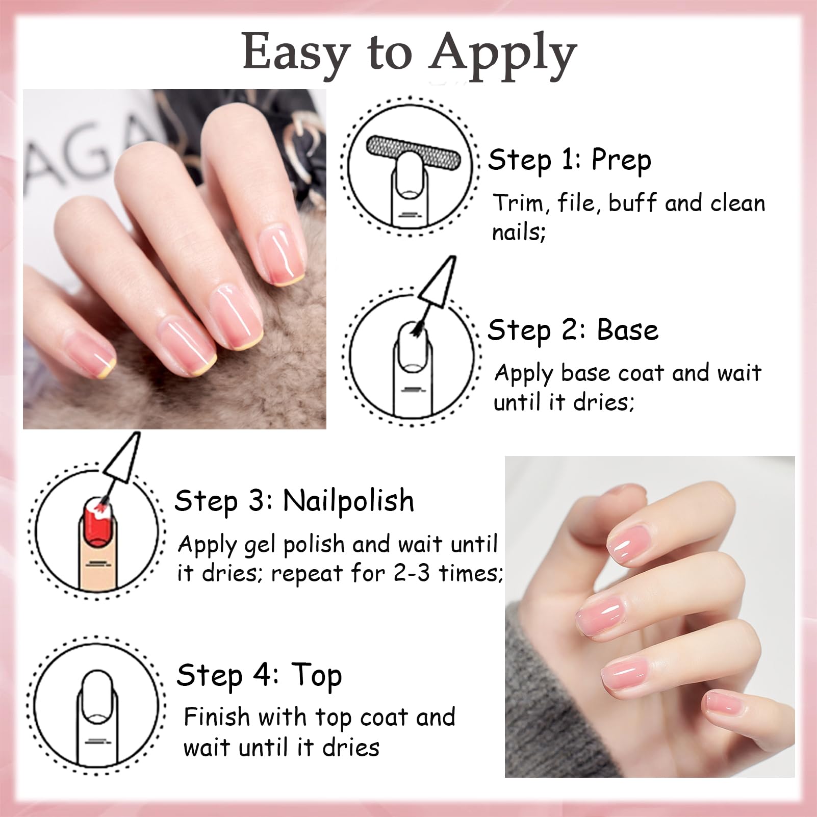 Pink Clear Jelly Nail Polish - High Gloss Transparent Gel Polish for Women & Girls | 13ml Air-Dry Manicure | Perfect for Salon Nail Art, Everyday Wear & Special Occasions