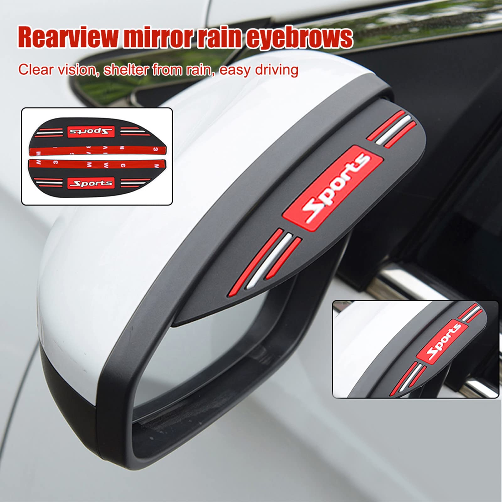 Bohisen 2-Pack Sports Rubber Mirror Rain Visor Guards - Universal Fit for Cars, Trucks & SUVs - Waterproof Side Mirror Covers for Enhanced Visibility in Rainy Weather (Perfect for Daily Commute & Road Trips)