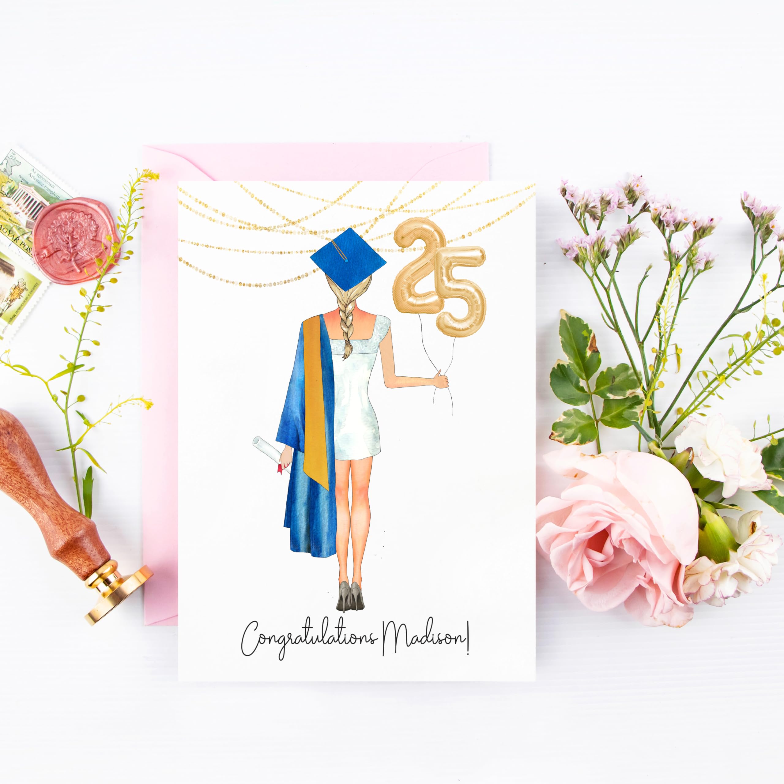 Class of 2025 Graduation Card for Her | Personalized College & University Commencement Greeting Card | High School Graduate Gift | Perfect for Graduation Ceremonies & Celebrations