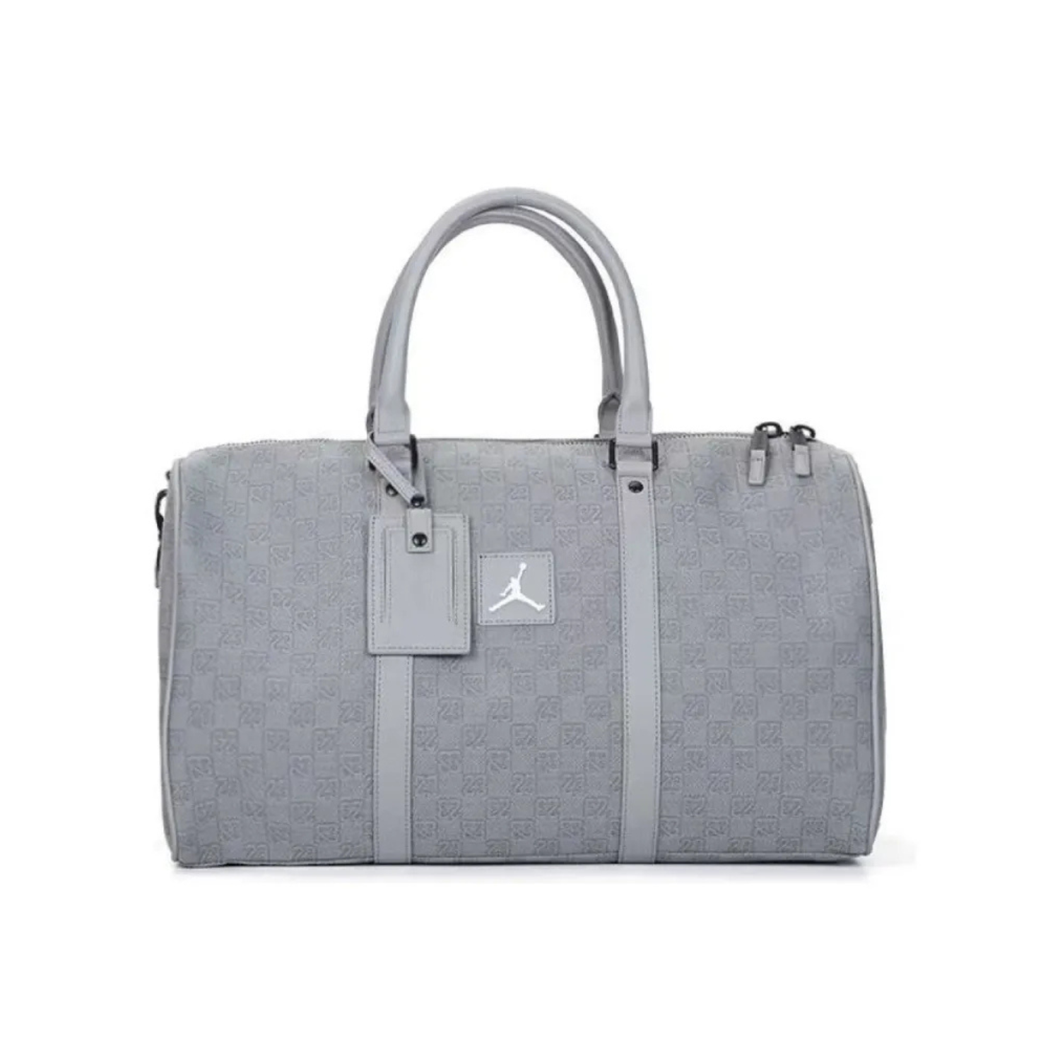 Men's Air Jordan Monogram Duffle Bag - Grey Gym Bag for Travel, Sports & Workout | Water-Resistant Casual Weekender Bag for Men
