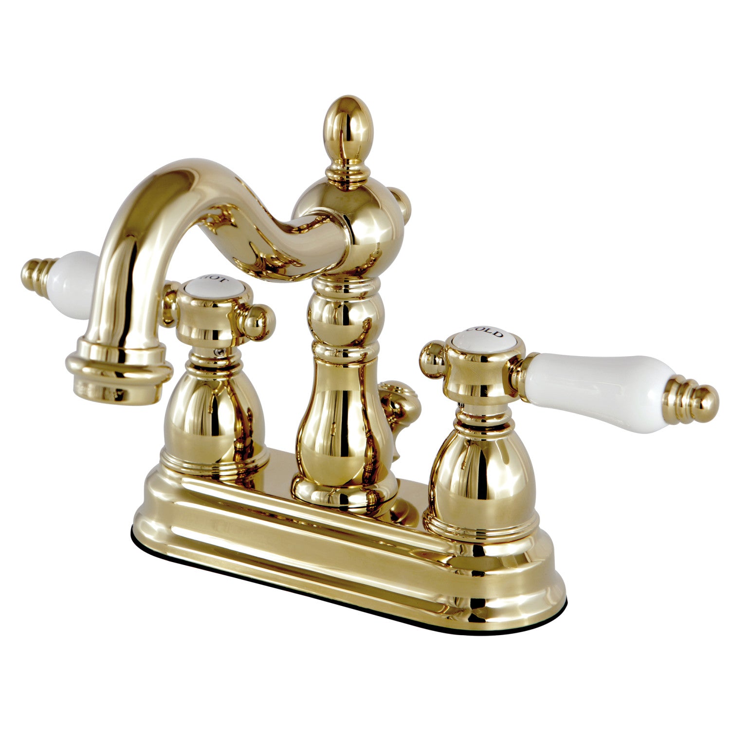 Bel Air KS1602BPL 4 Inch Centerset Bathroom Faucet - Double Handle Deck Mount with Brass Pop Up Drain - Polished Brass Finish - Perfect for Bathroom Vanities and Powder Rooms