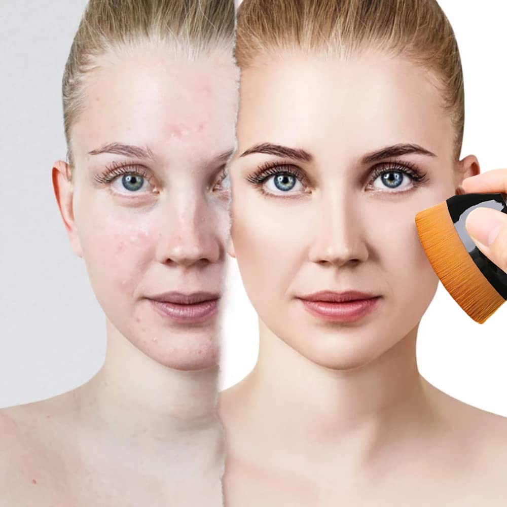 Flat Top Kabuki Hexagon Foundation Makeup Brush - Soft Bristles for Flawless Liquid & Powder Application - Travel-Friendly with Protective Cap - Perfect for Women & Girls (Black & Pink) - Ideal for Everyday Makeup, Professional Use & On-the-Go Touchups