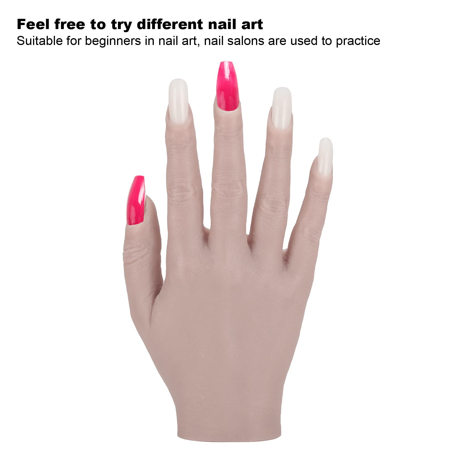 Realistic Silicone Nail Practice Hand for Nail Art Training - Easy to Clean Mannequin Hand for Nail Technicians & Salon Professionals - Perfect for Beginners, Students & Professional Practice