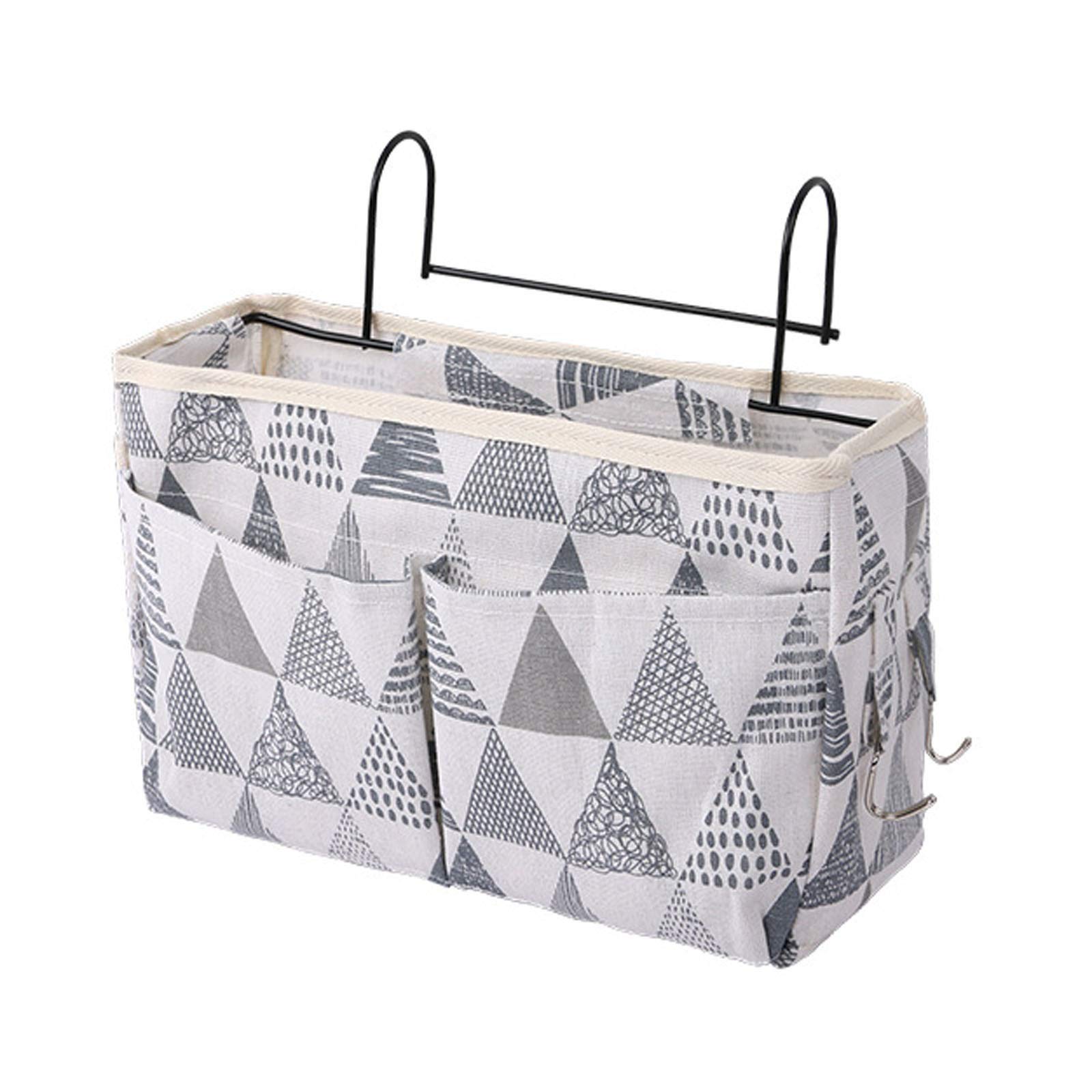 Metal Hooks Bedside Organizer - Under Bed Storage Bags for Dorm Rooms & Home Textile Organization