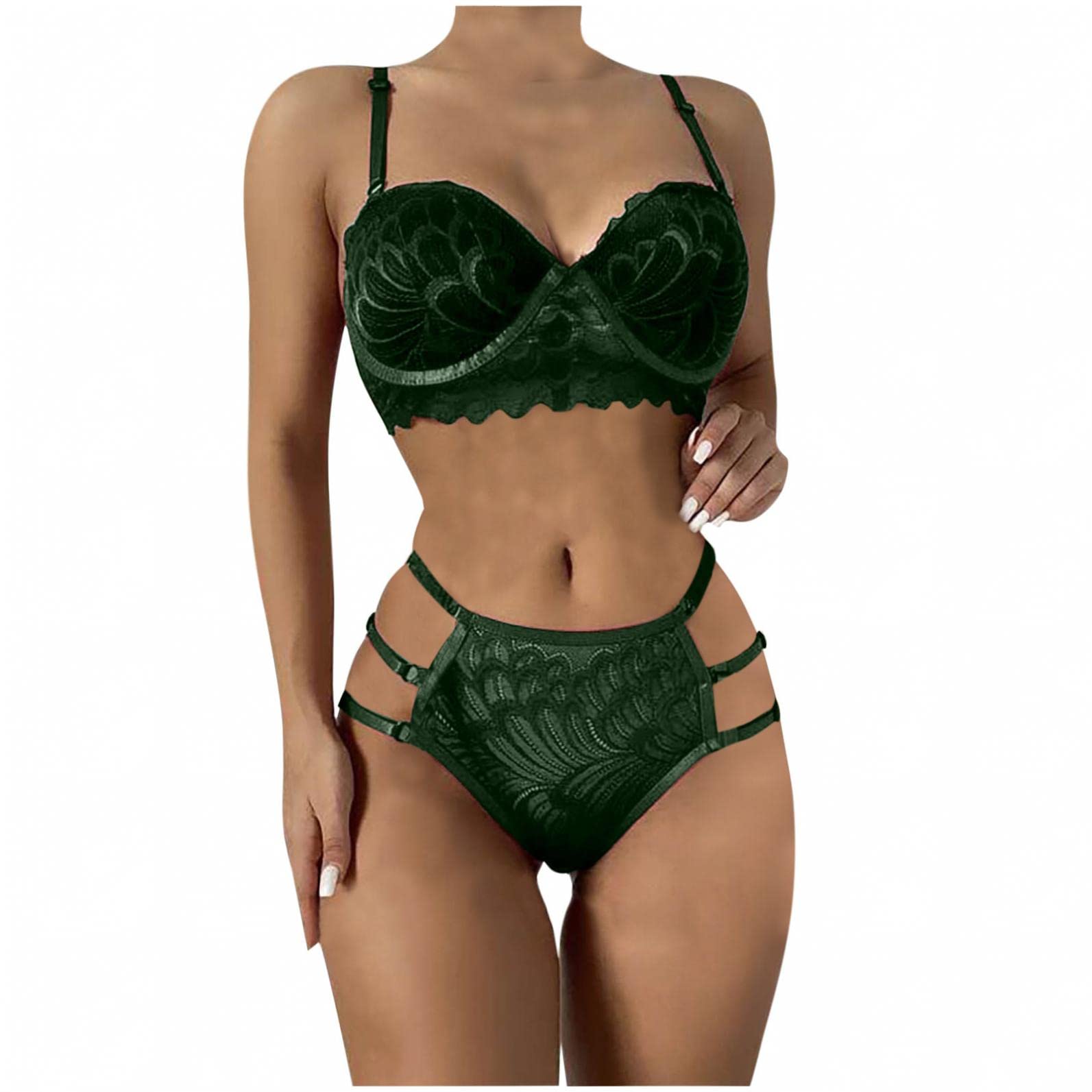 Sexy Lingerie Set for Women - Bralette, Panty, Strappy Babydoll Bodysuit with Lace Floral Embroidery | Romantic Nights, Special Occasions, Boudoir Photoshoot