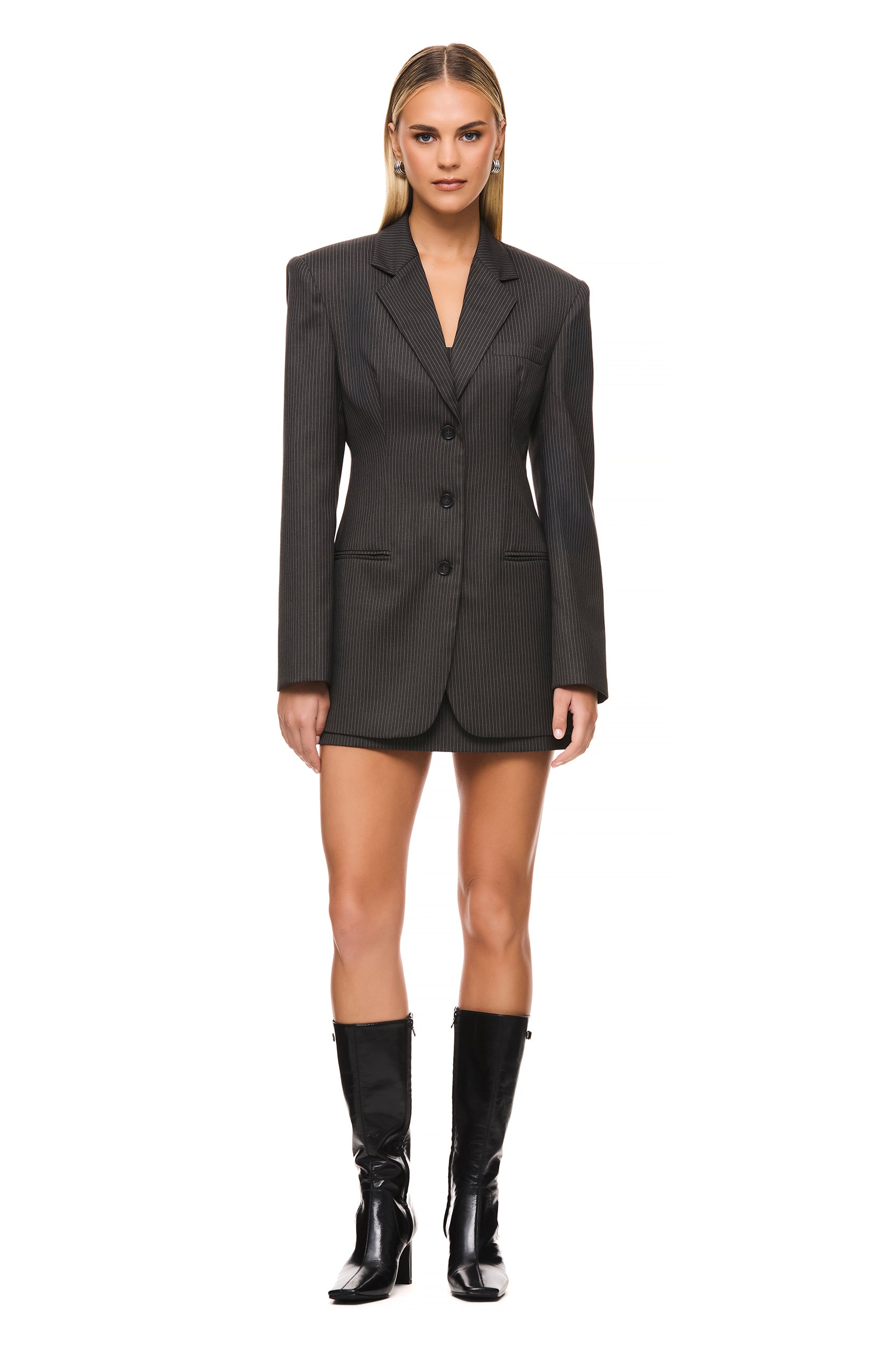 Sawyer Grey Pinstripe Blazer for Men - Slim Fit Business Suit Jacket - Perfect for Office, Weddings & Formal Events