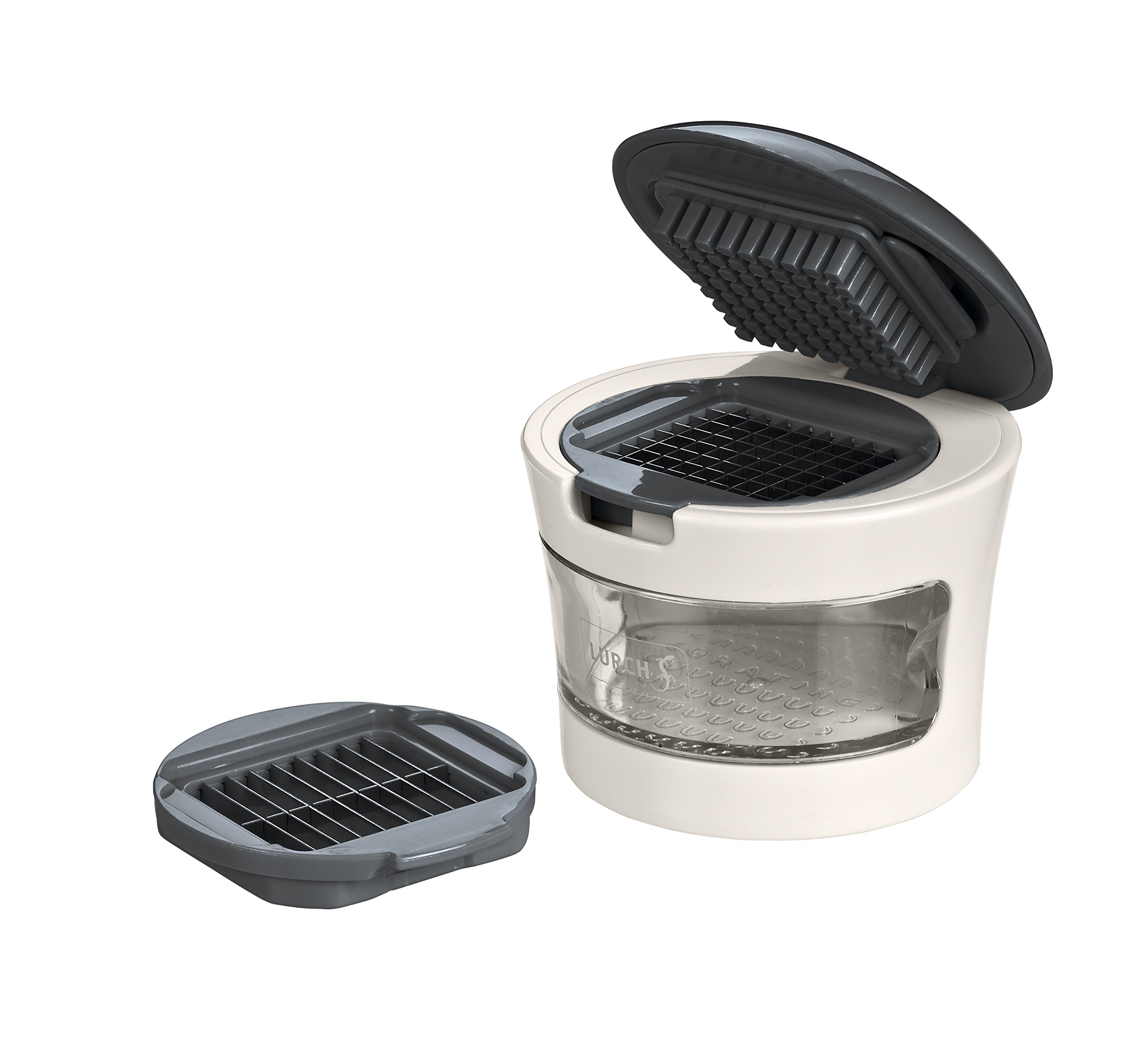 LURCH Germany 3-in-1 Garlic Chopper, Press & Peeler - Stainless Steel Garlic Mincer with Ergonomic Handle (Grey) - Perfect for Cooking, Meal Prep & Professional Kitchens