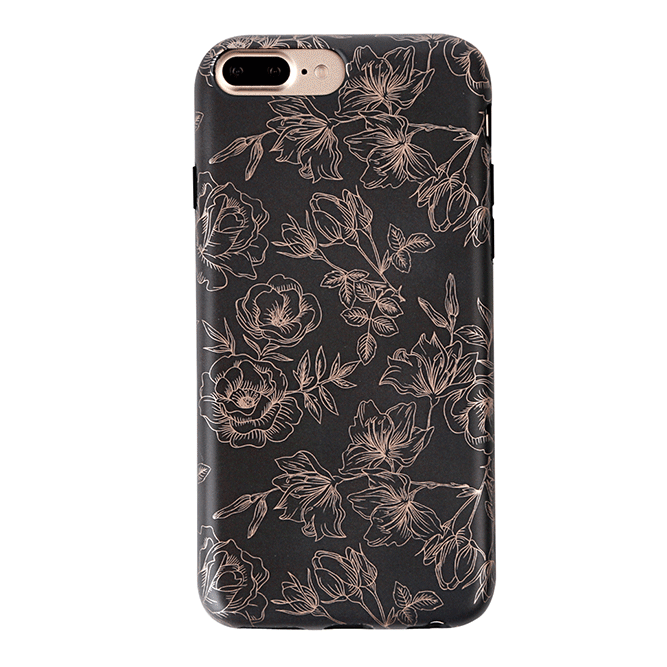 Elegant Floral Rose Gold Chrome iPhone Case - Stylish Protective Cover for iPhone 13/12/11/X - Perfect for Everyday Use, Office & Special Occasions