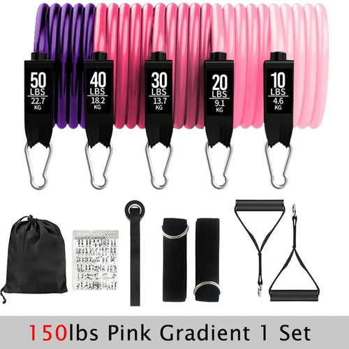 Premium Resistance Bands Set - 5-Level Tension Pull Ropes for Full Body Workout - Home Gym & Physical Therapy Equipment for Men & Women - Perfect for Strength Training, Yoga, and Rehabilitation Exercises