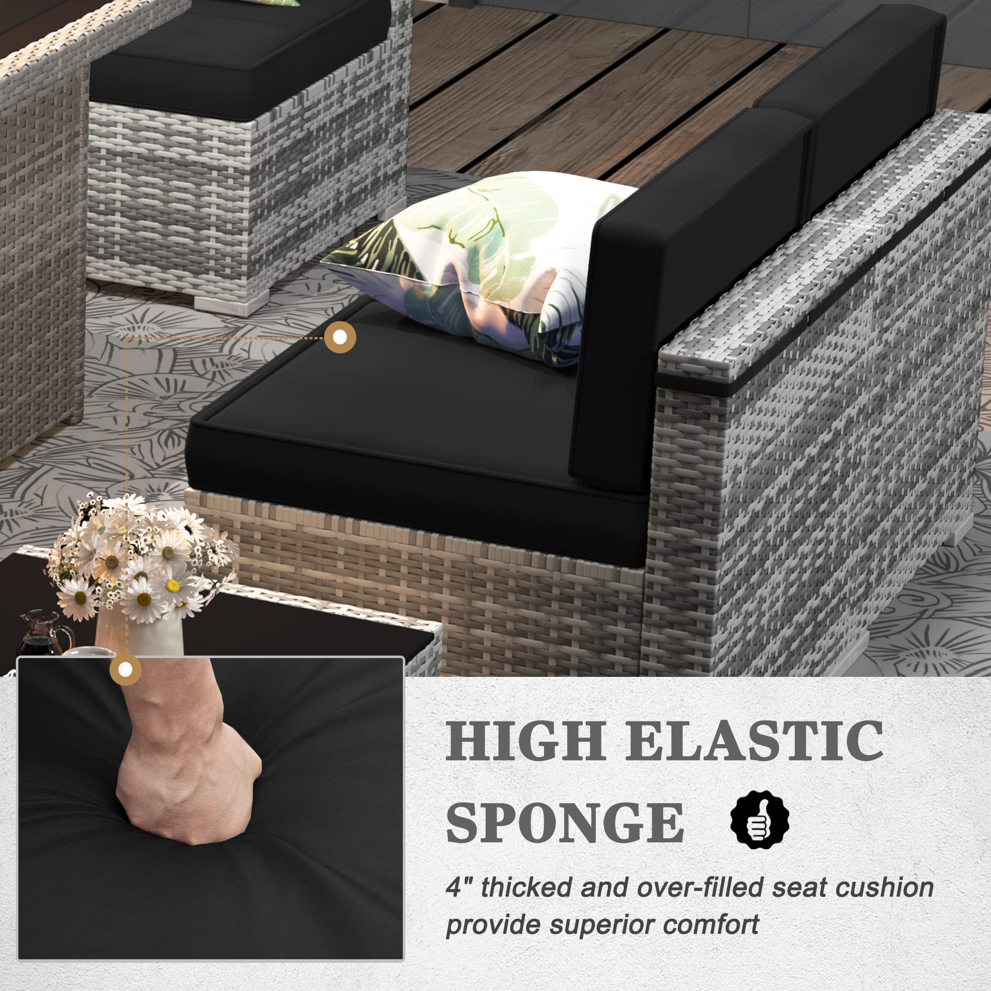8-Piece Outdoor Patio Furniture Set with 44