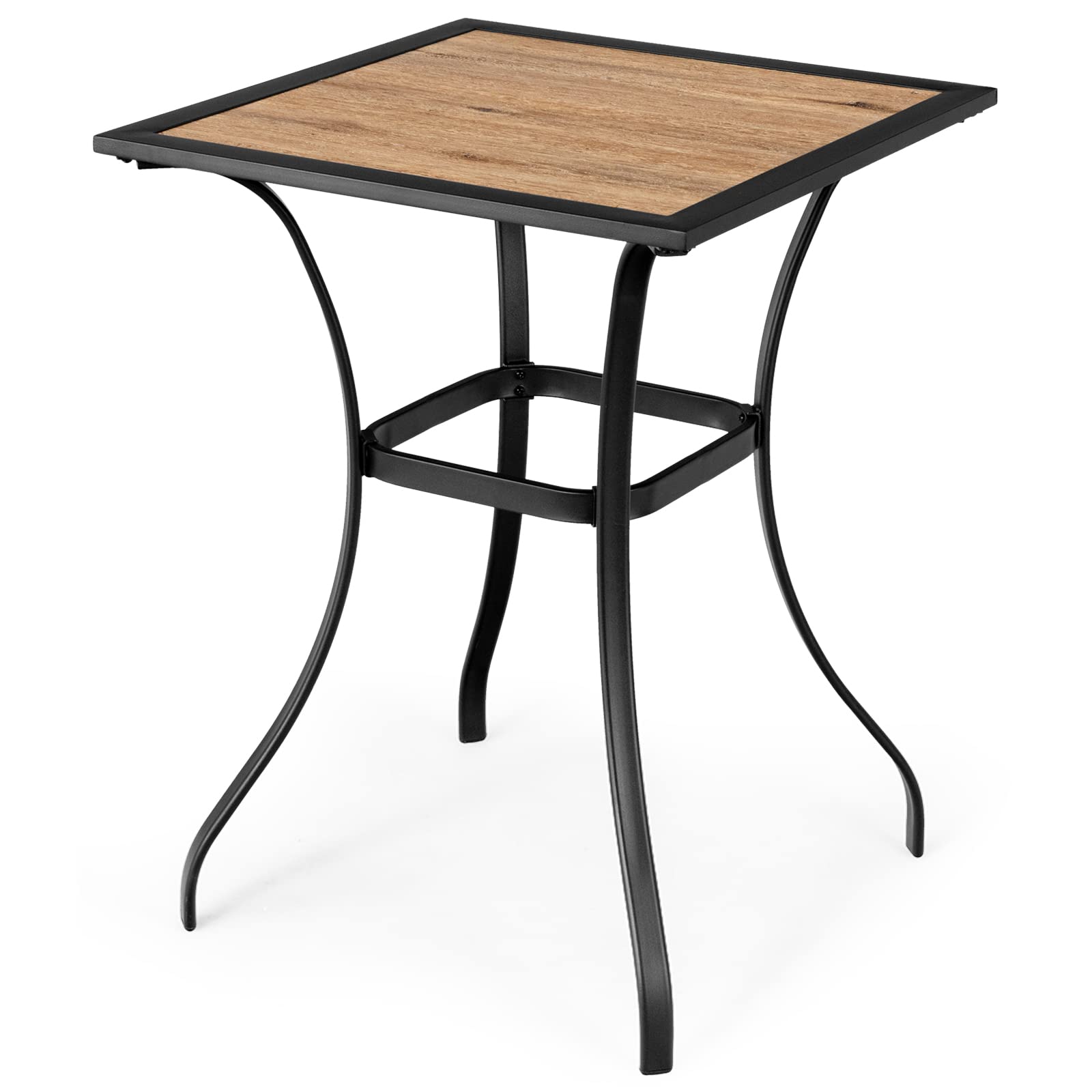 Tangkula 28 Inch Outdoor Bar Table - Heavy Duty Steel Square Bistro Table with Reinforced Frame, Curved Legs & Non-Slip Feet - Perfect for Poolside, Patio, Backyard, Garden & Outdoor Entertaining