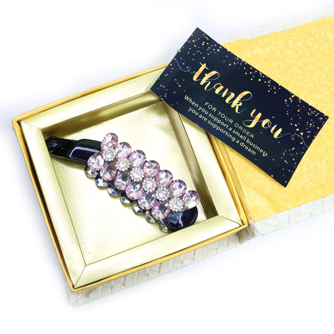 Sparkly Rhinestone Banana Hair Clip with Flower Design - Elegant Hair Accessories for Women (Pink) | Perfect for Weddings, Parties & Daily Styling
