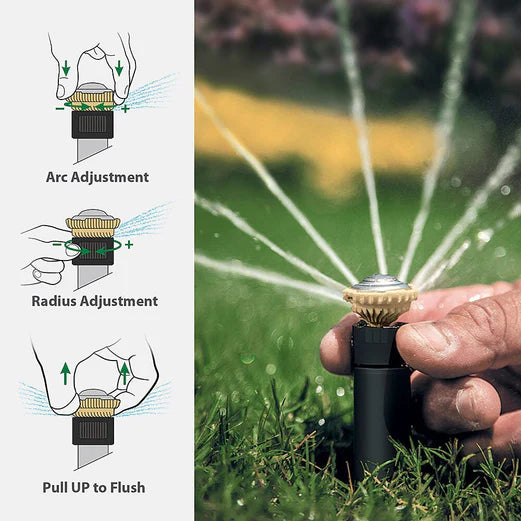 Rain Bird Pop Up Sprinkler with R-Van Adjustable Rotary Nozzles - 3-Pack Combo for Lawn & Garden Irrigation | Perfect for Residential & Commercial Landscaping
