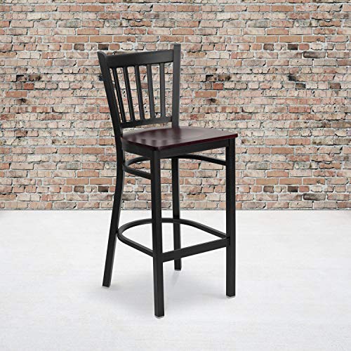 Mahogany Wood Seat/Black Metal Frame