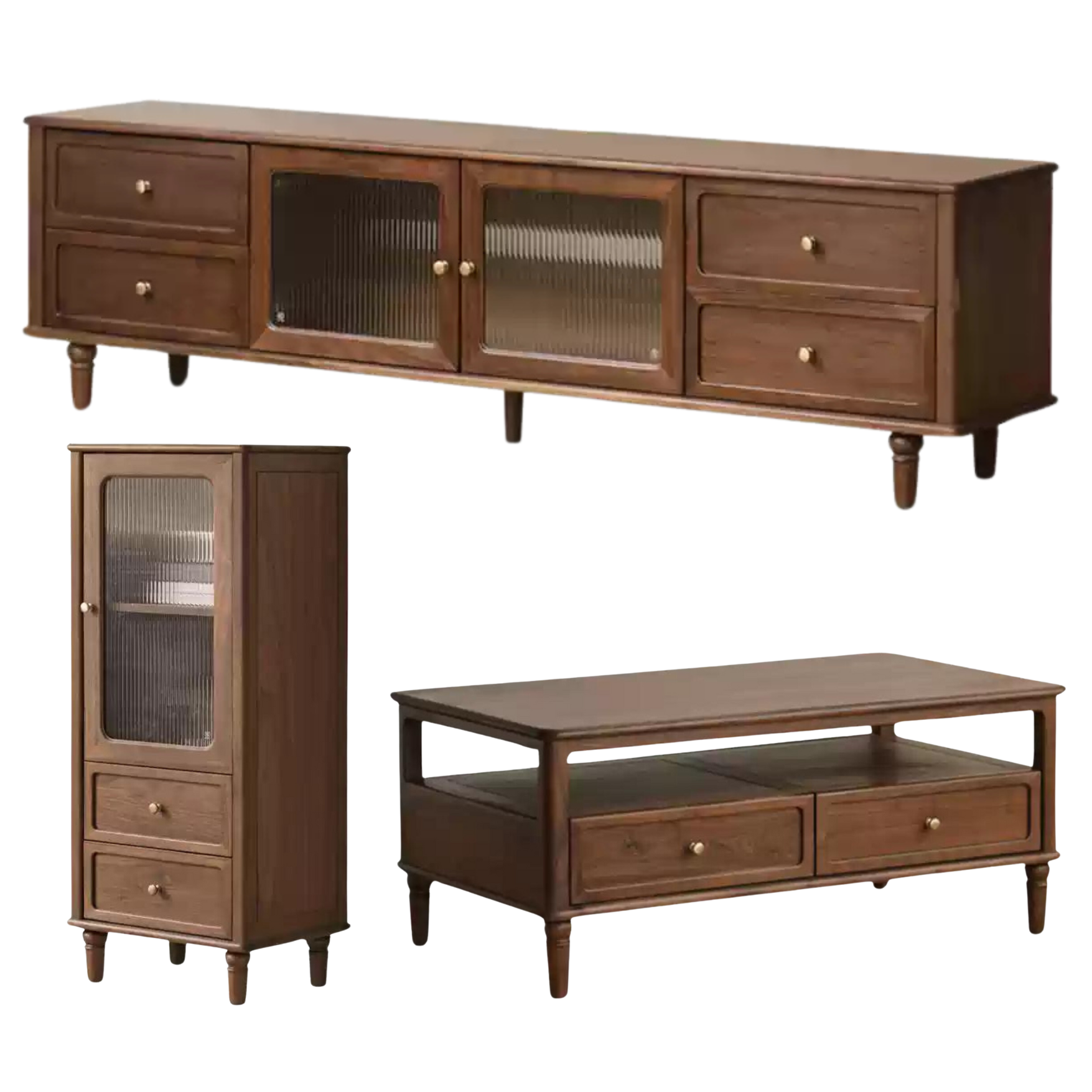 Solid Black Walnut Wood American Retro Coffee Table - Mid-Century Modern Style for Living Room, Lounge & Office Decor