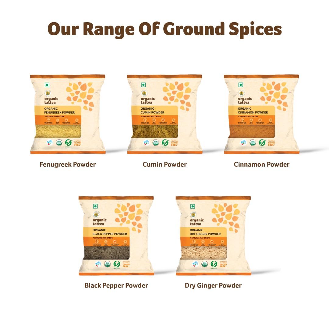 Organic Tattva Premium Organic Dry Ginger Powder - 50g | 100% Vegan, Gluten-Free, USDA Certified | Perfect for Baking, Tea, Smoothies & Ayurvedic Remedies