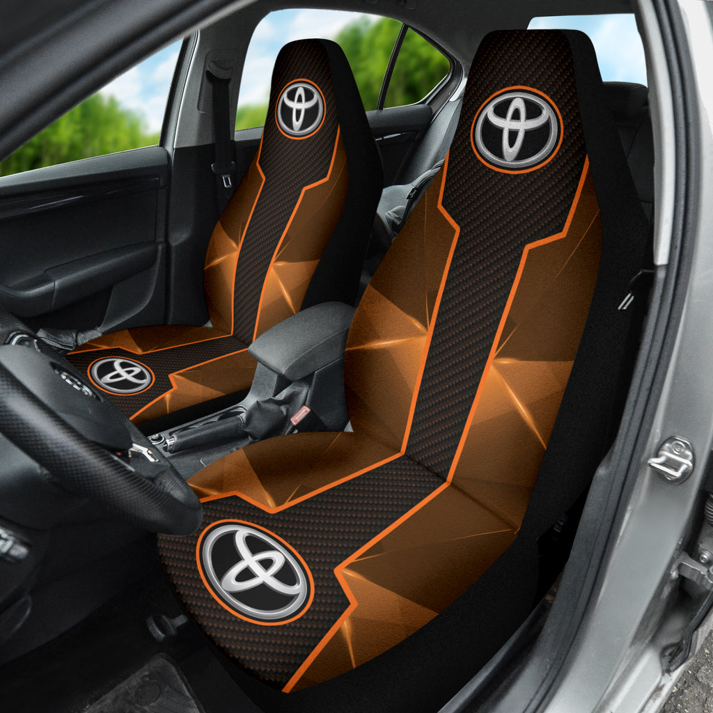 Premium Toyota Car Seat Covers - Soft Orange PU Leather, Universal Fit for Camry/Corolla/Rav4 - Comfort & Style Upgrade for Road Trips & Daily Commute