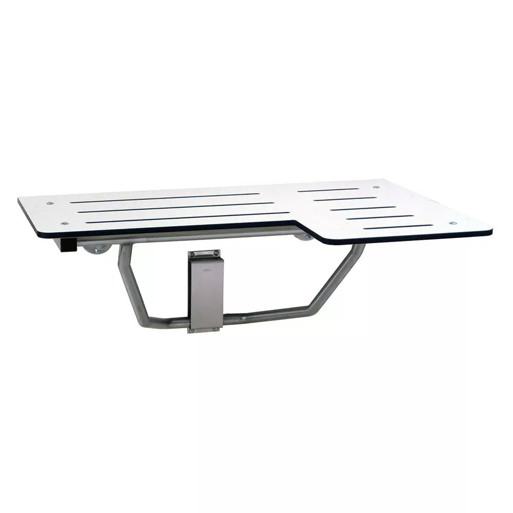 Bobrick B5181 Folding Shower Seat - Reversible Phenolic Surface Mounted for Bathroom Safety - Matte Finish - Ideal for Elderly & Disabled Users in Home & Healthcare Settings