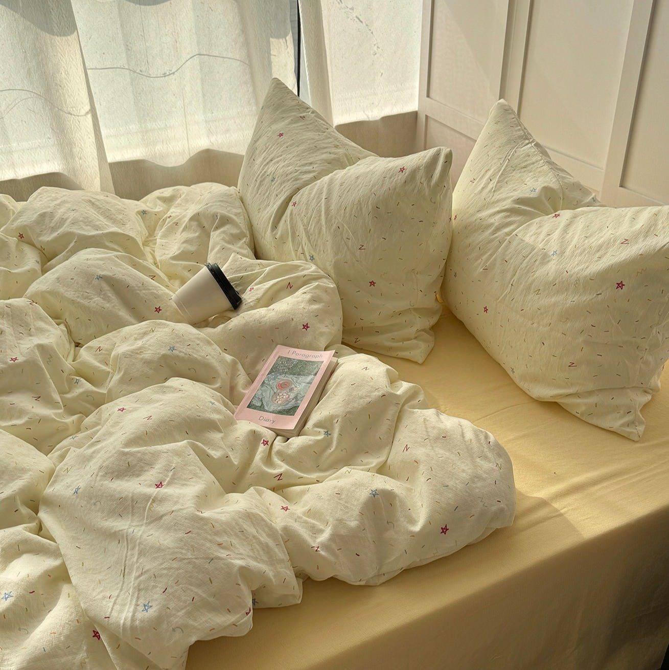 Pastel Rainbow Sprinkle Bedding Set - Soft & Creamy Comfort for Kids & Teens - Perfect for Nursery, Dorm Room & Cozy Bedroom Decor