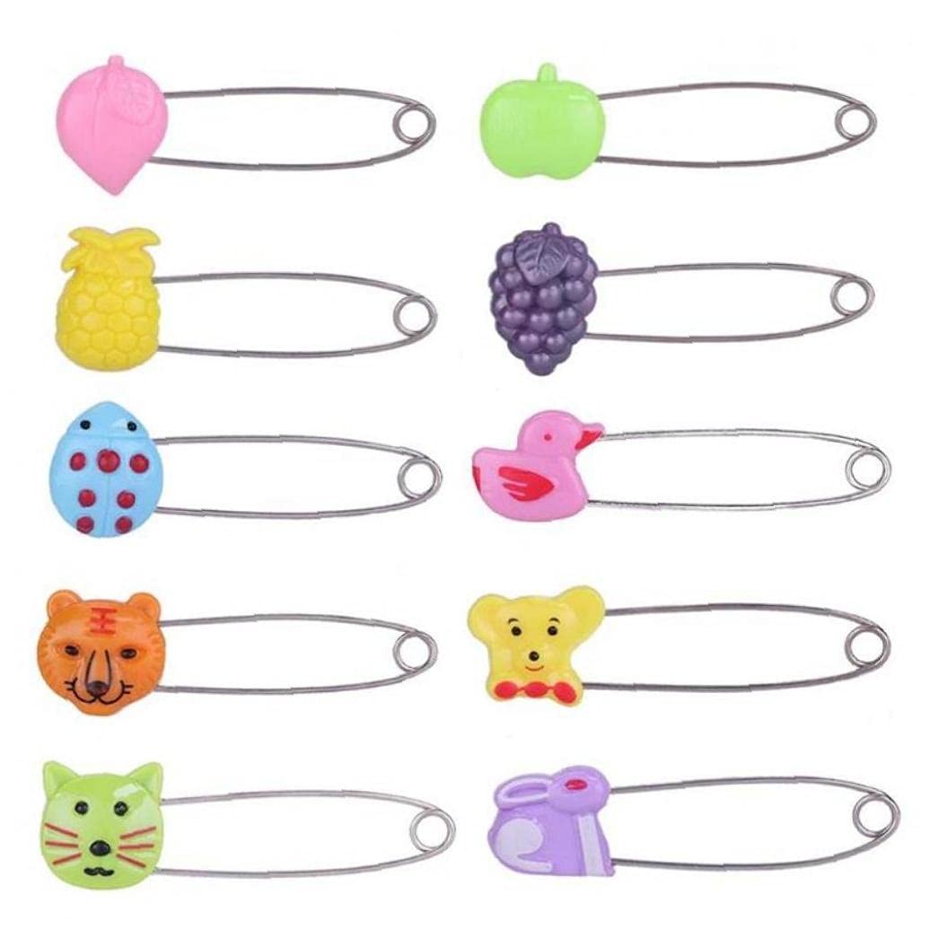 4-Pack Plastic Head Safety Pins - Baby Diaper Fasteners, Infant Nappy Clips for Muslin Cloth & Shower Towels - Secure & Gentle for Newborn Care (Ideal for Daycare, Travel & Home Use)