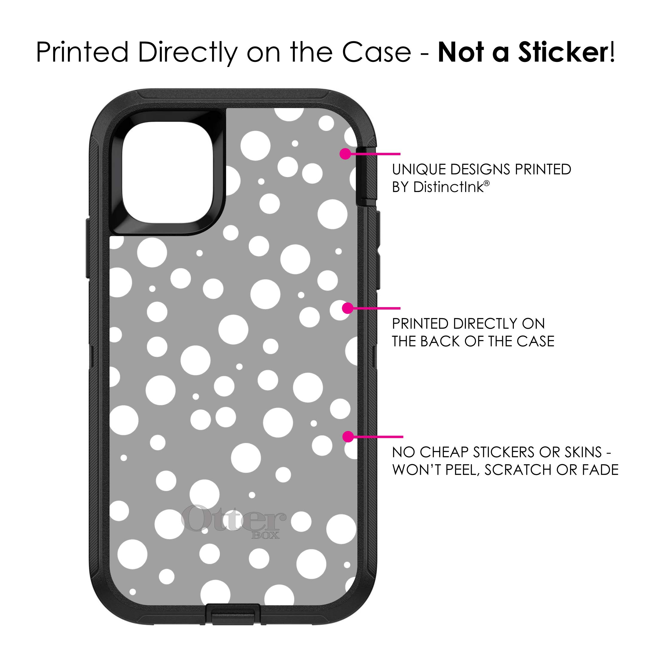 DistinctInk iPhone 11 Pro MAX Case (6.5 Inch) - Shockproof Protective Phone Cover with Polka Dot Design - Grey & White Bubble Pattern - Replacement for OtterBox Defender - Perfect for Everyday Use, Travel & Outdoor Activities